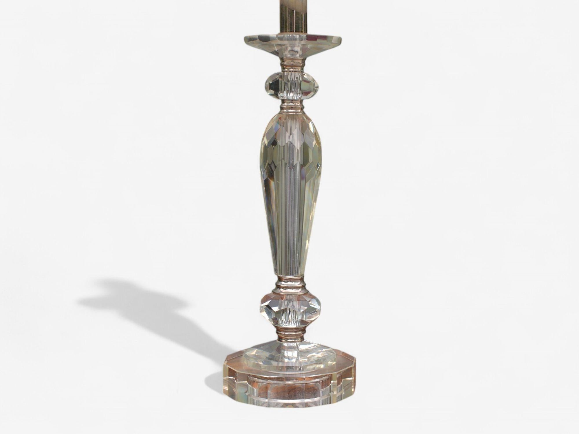 Hollywood Regency Style, Cut Crystal, Fabric, Small Table Lamps, USA, 1970s (Kristall) im Angebot