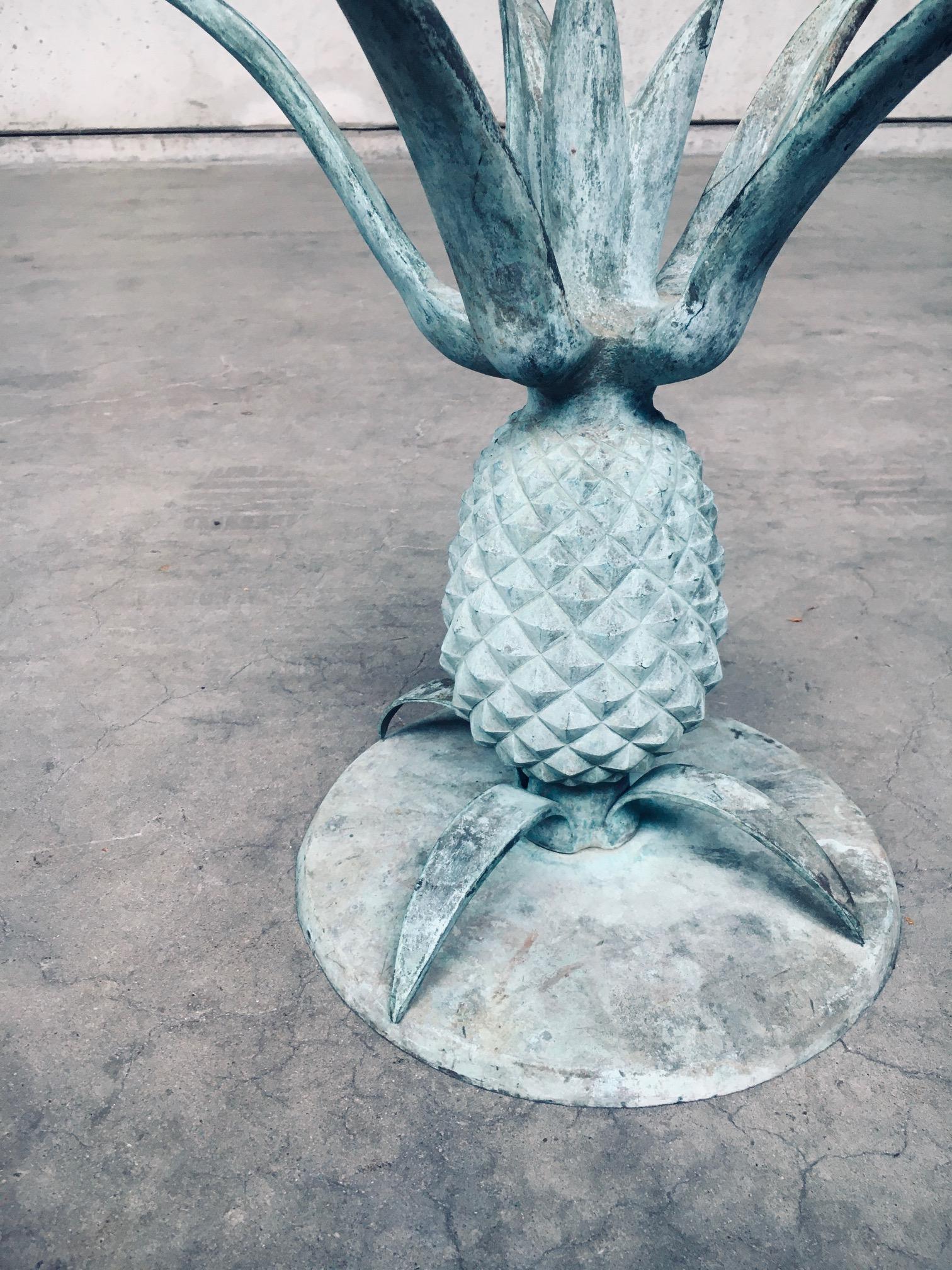 Hollywood Regency Style Design Brass Patinated Pineapple Side Table Set For Sale 7