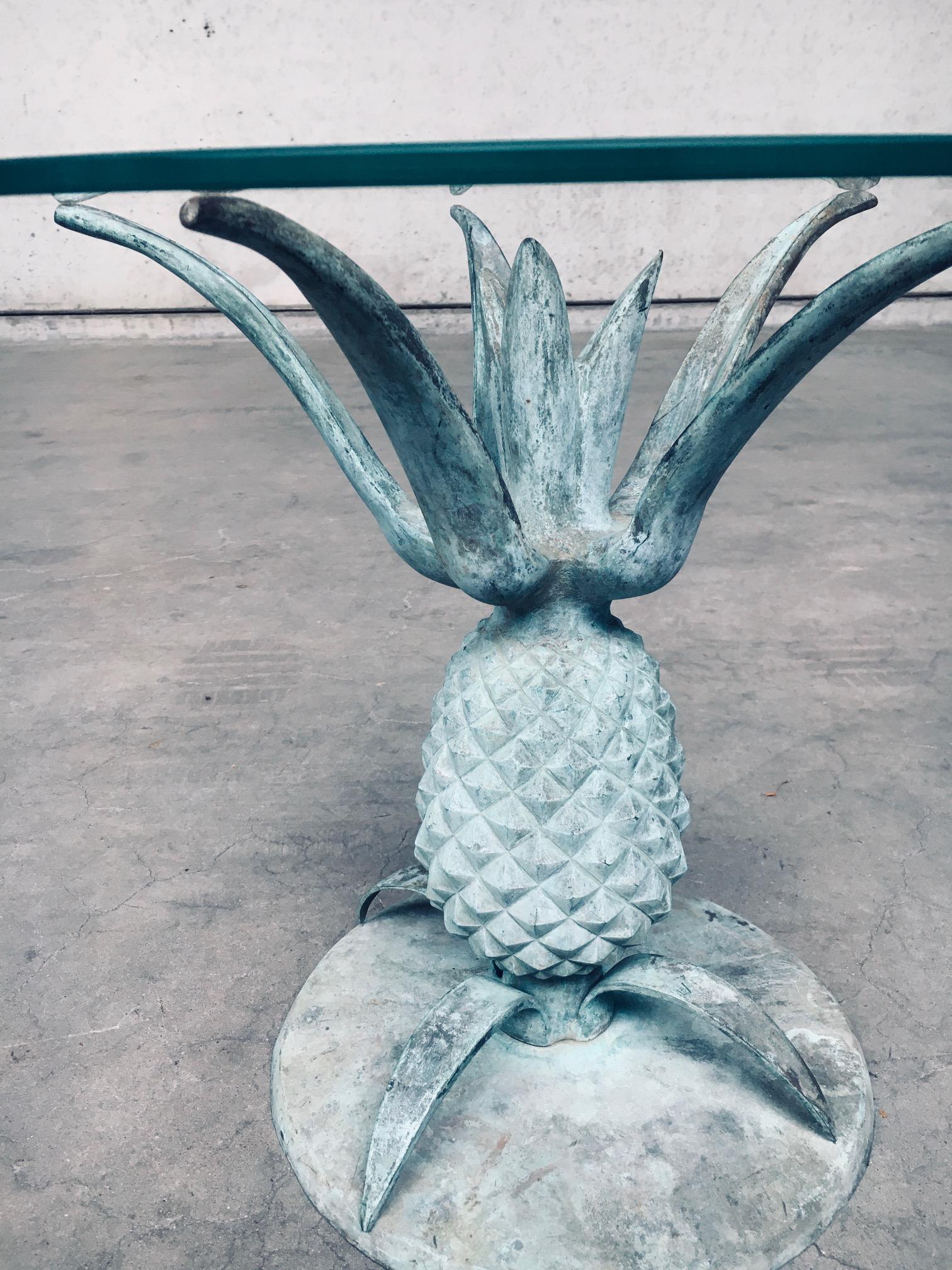 Hollywood Regency Style Design Brass Patinated Pineapple Side Table Set For Sale 8
