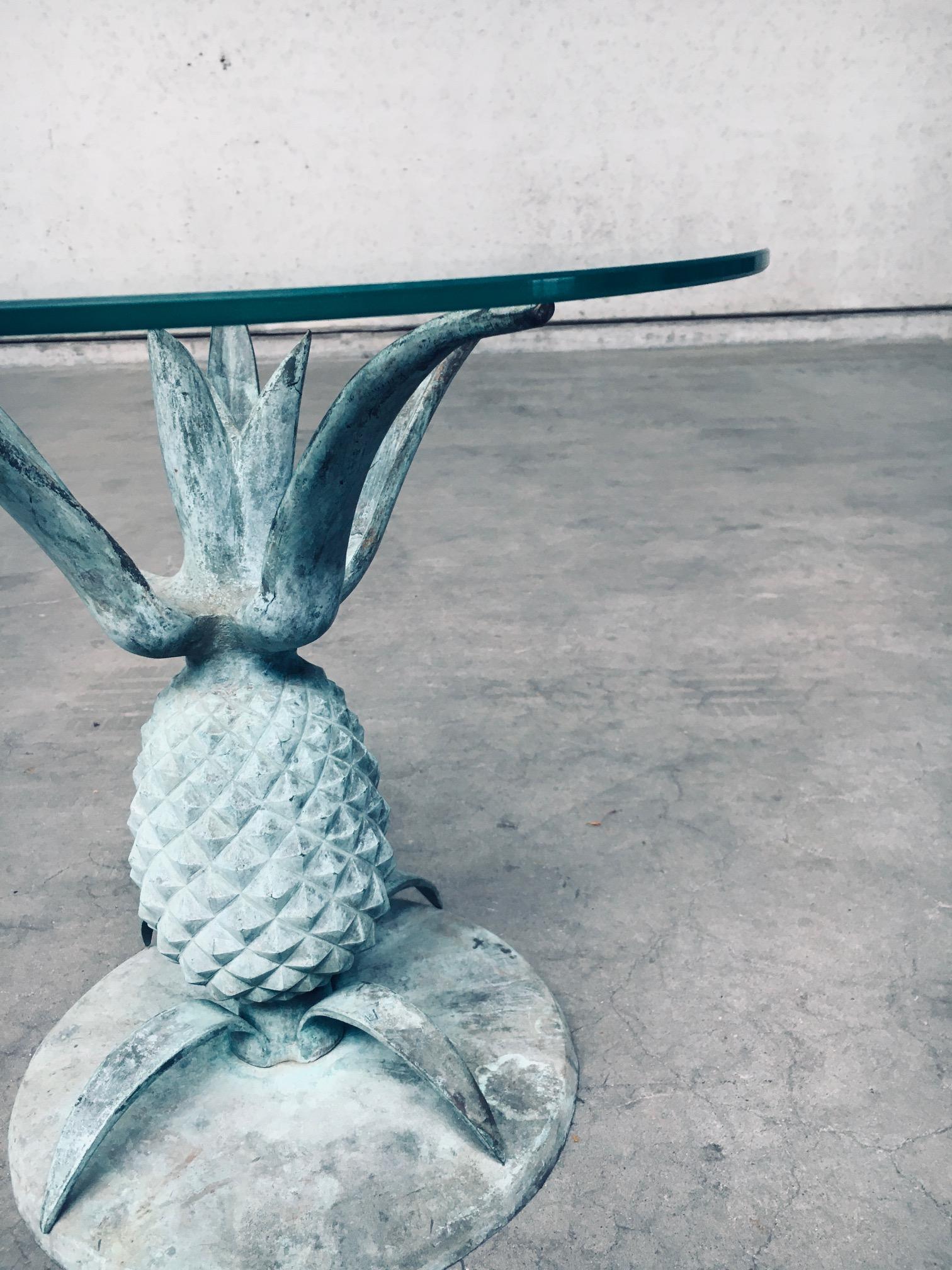 Hollywood Regency Style Design Brass Patinated Pineapple Side Table Set For Sale 9