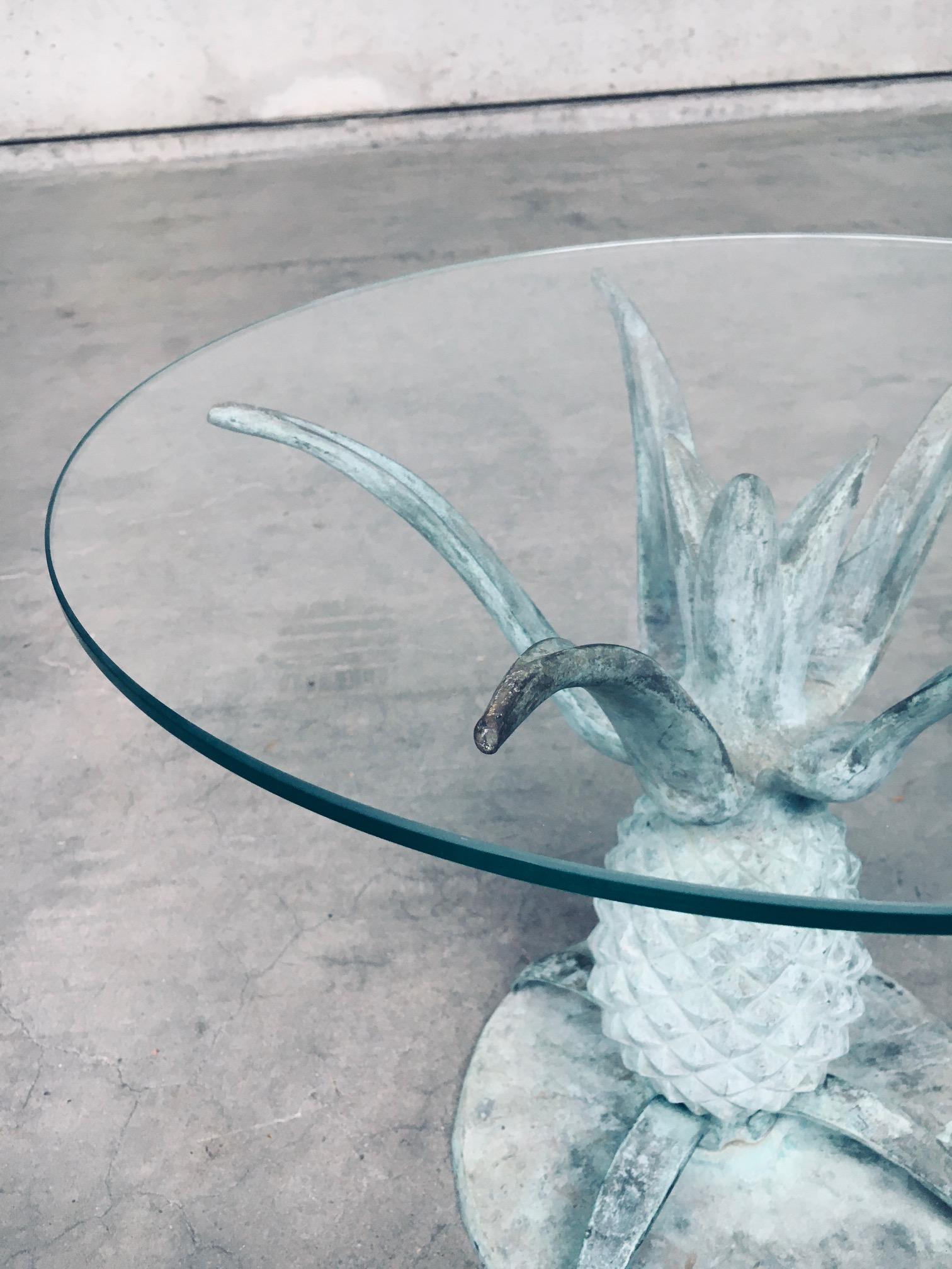 Hollywood Regency Style Design Brass Patinated Pineapple Side Table Set For Sale 10