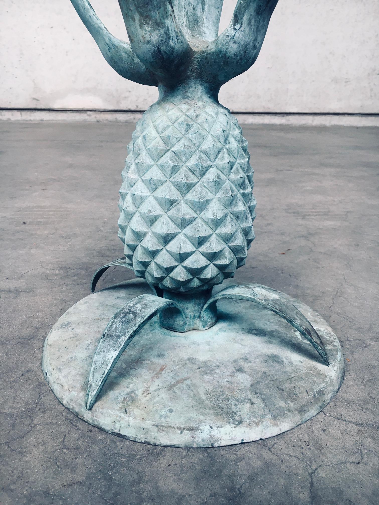 Hollywood Regency Style Design Brass Patinated Pineapple Side Table Set For Sale 13