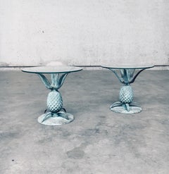 Hollywood Regency Style Design Brass Patinated Pineapple Side Table Set