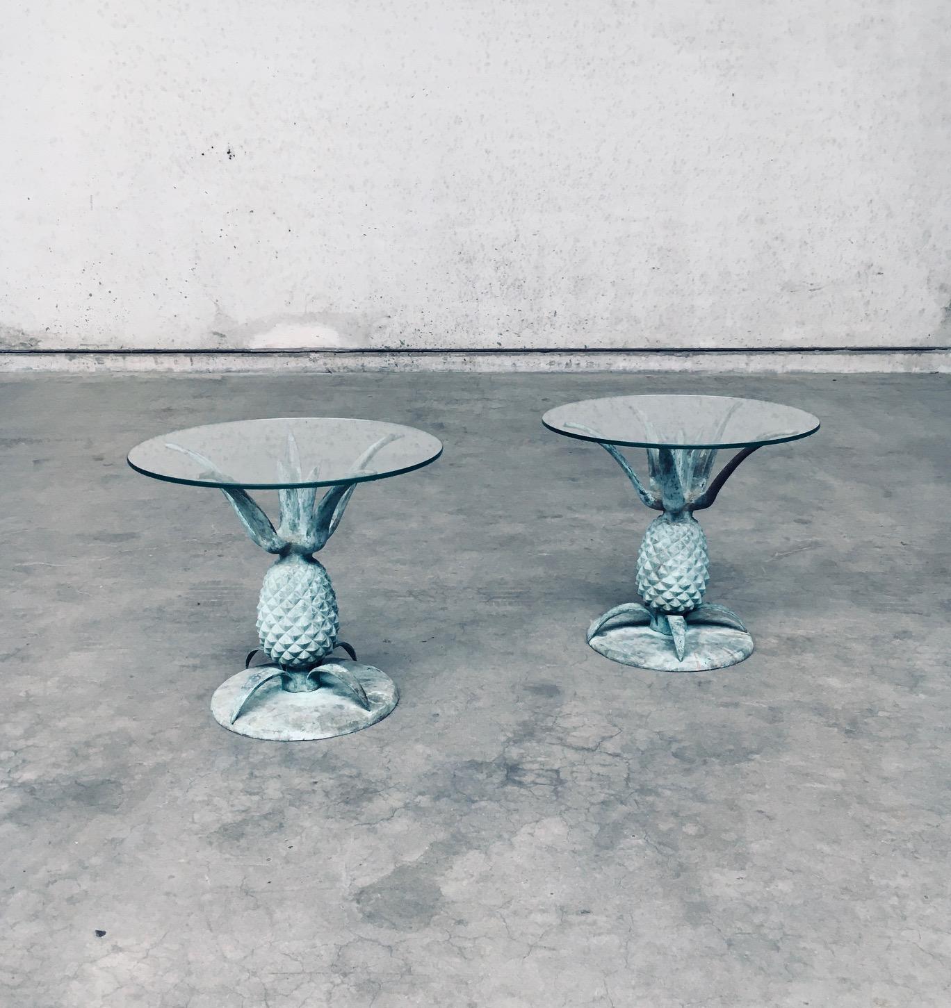 Hollywood Regency Style Design Brass Patinated Pineapple Side Table Set In Good Condition For Sale In Oud-Turnhout, VAN