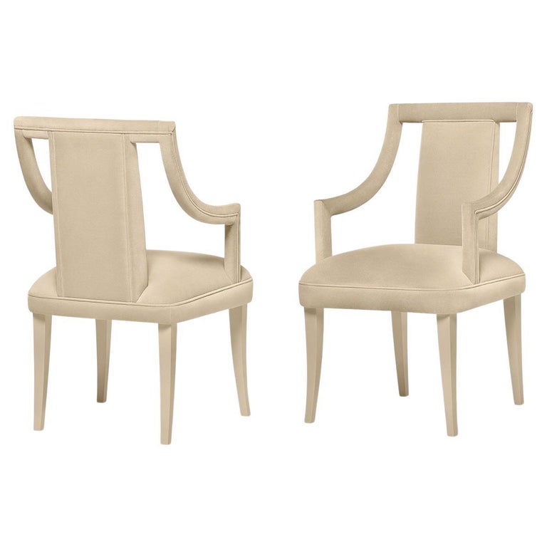 Hollywood Regency Style Dining Chair with Slimmed Down Armrests For ...