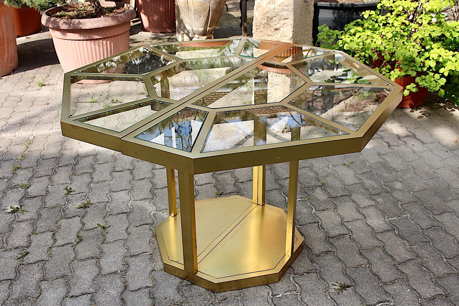 Modernist Vintage Brass Dining Table attributed to Gabriella Crespi Italy 1970s For Sale 6