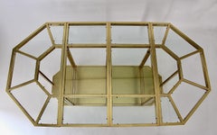 Modernist Modular Table Vintage Brass Glass Dining Table Console Italy 1970s