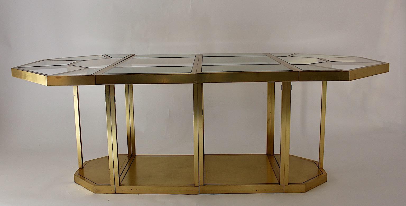 Italian Modernist Vintage Brass Dining Table attributed to Gabriella Crespi Italy 1970s For Sale