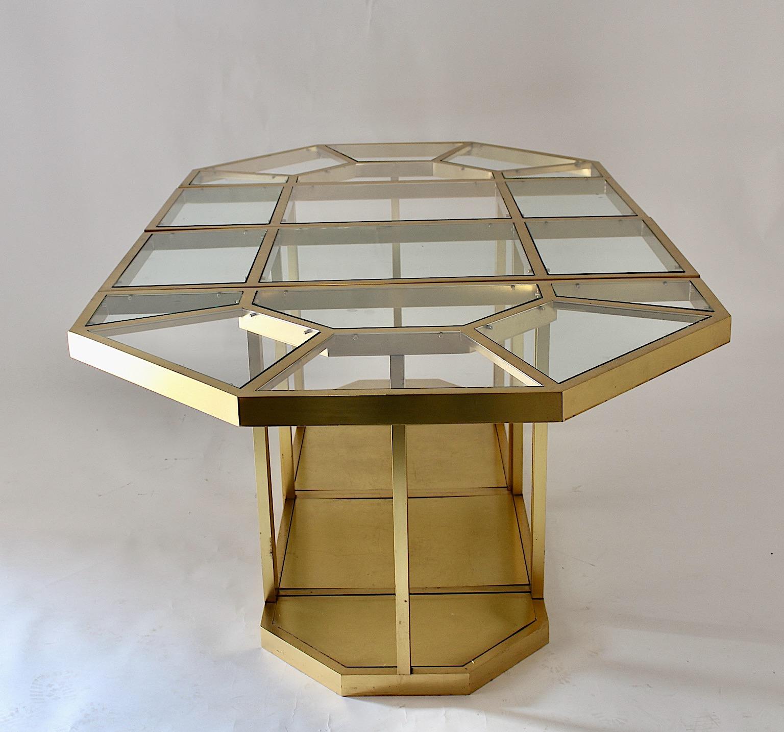 Modernist Vintage Brass Dining Table attributed to Gabriella Crespi Italy 1970s In Good Condition For Sale In Vienna, AT