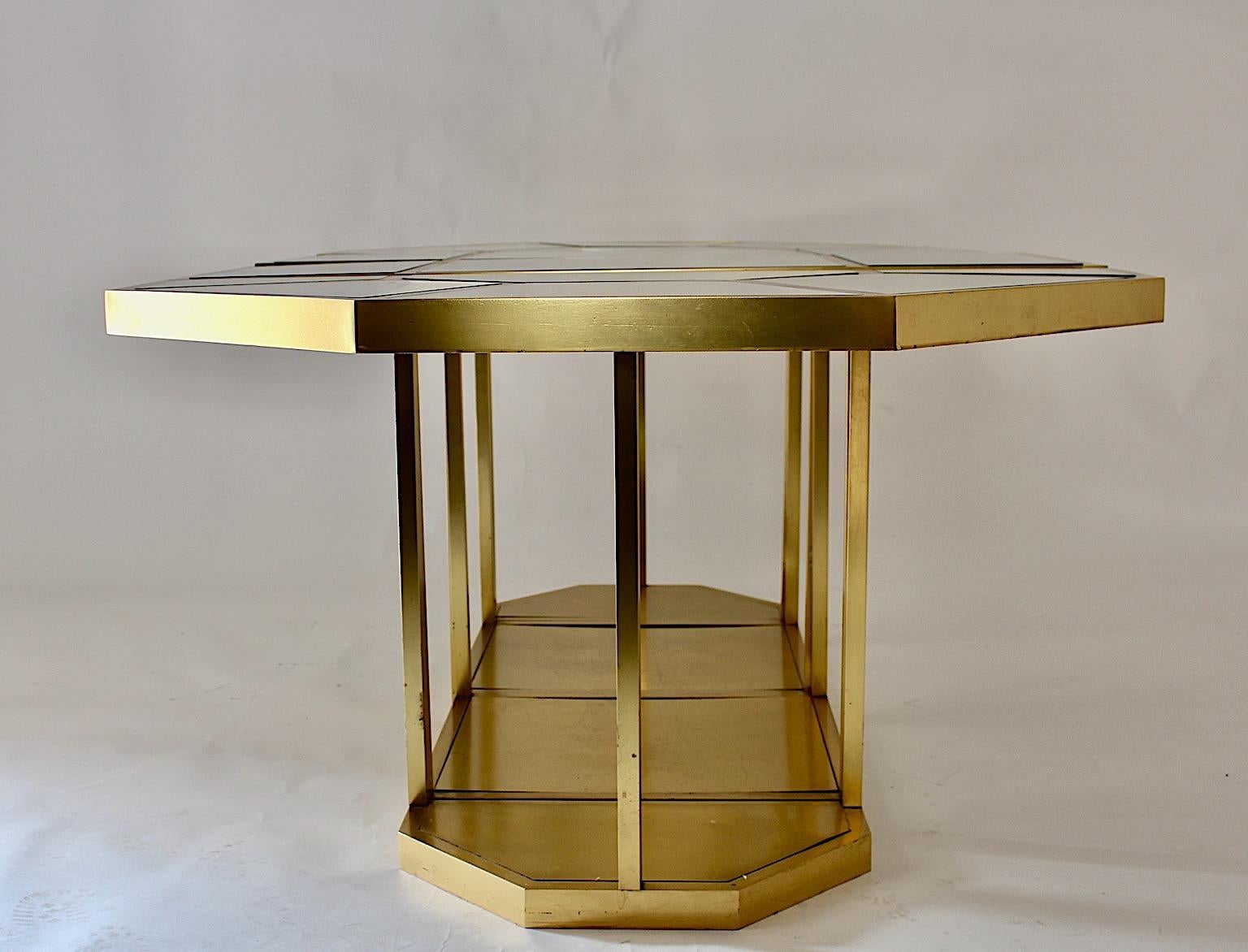 Modernist Vintage Brass Dining Table attributed to Gabriella Crespi Italy 1970s For Sale 1
