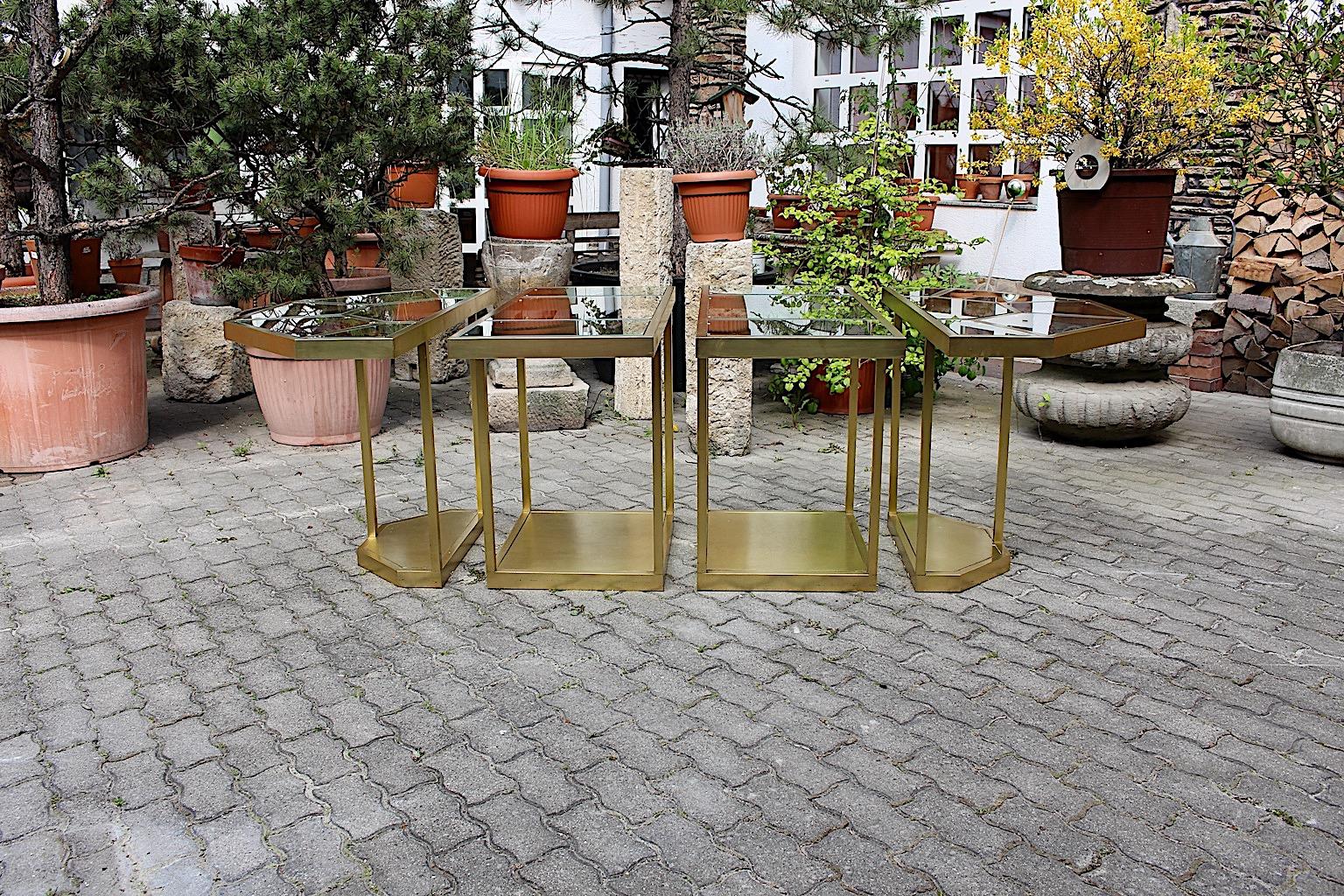 Modernist Modular Table Vintage Brass Glass Dining Table Console Italy 1970s For Sale 3