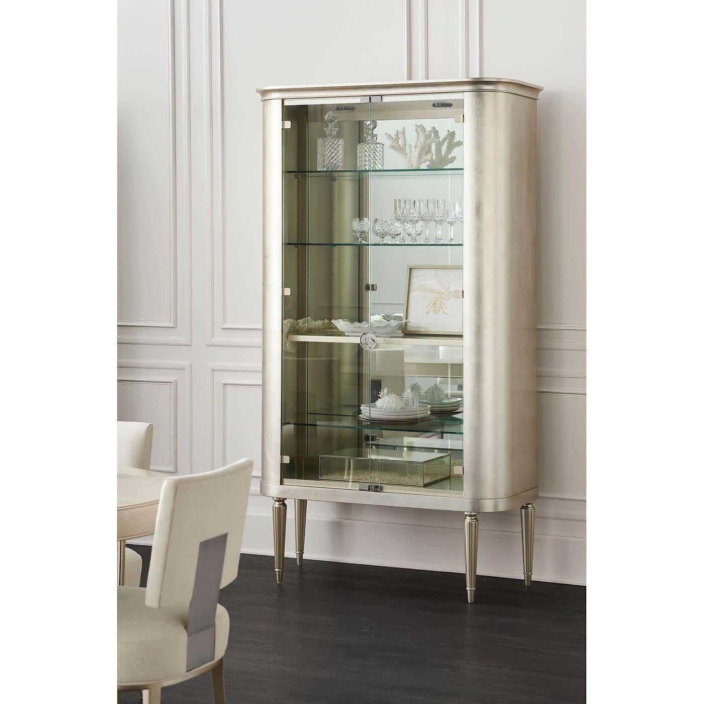 Glass Hollywood Regency Style Display Cabinet For Sale