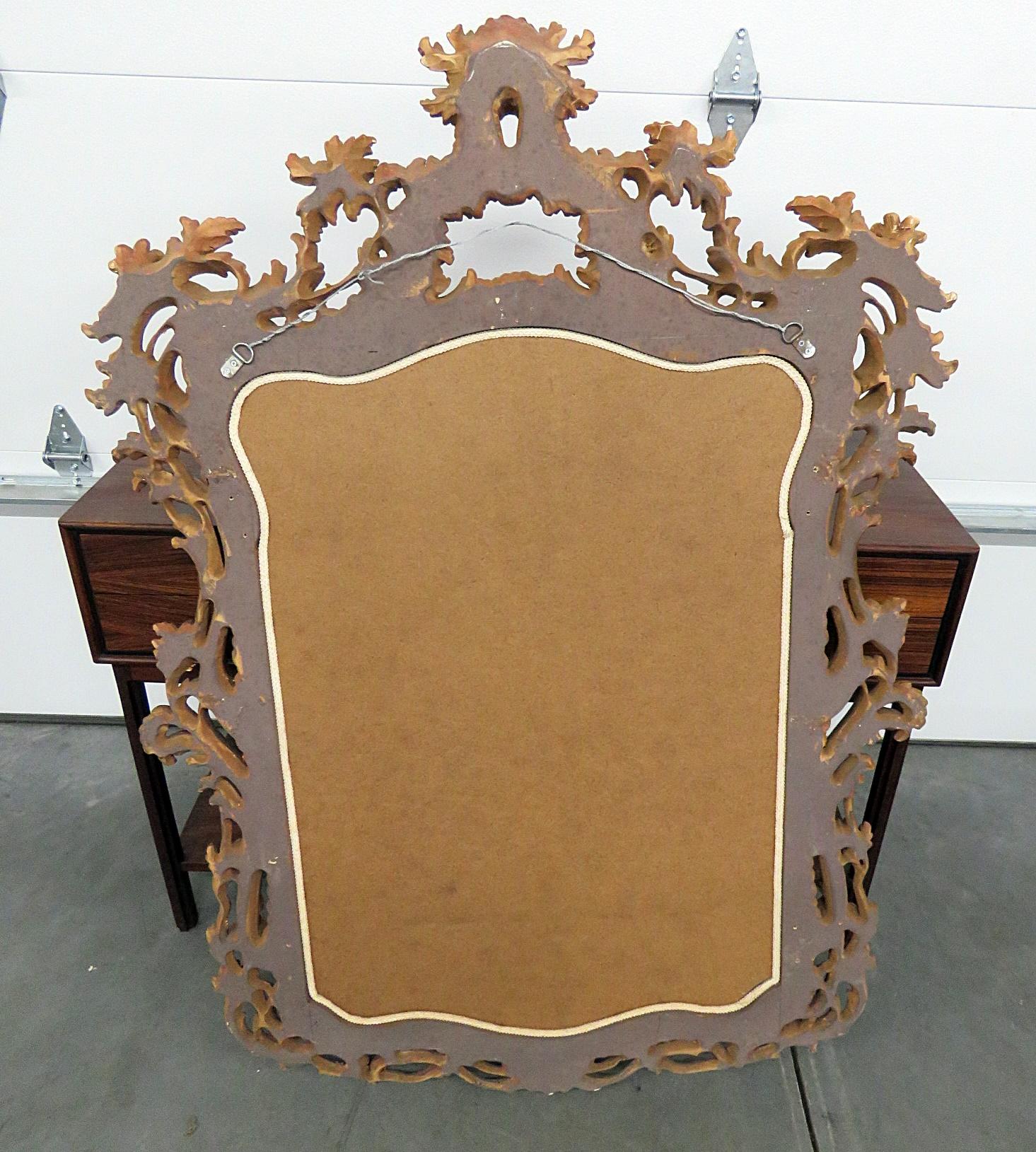 Carved French Louis XV Silver and Gold Wooden Painted Mirror 1