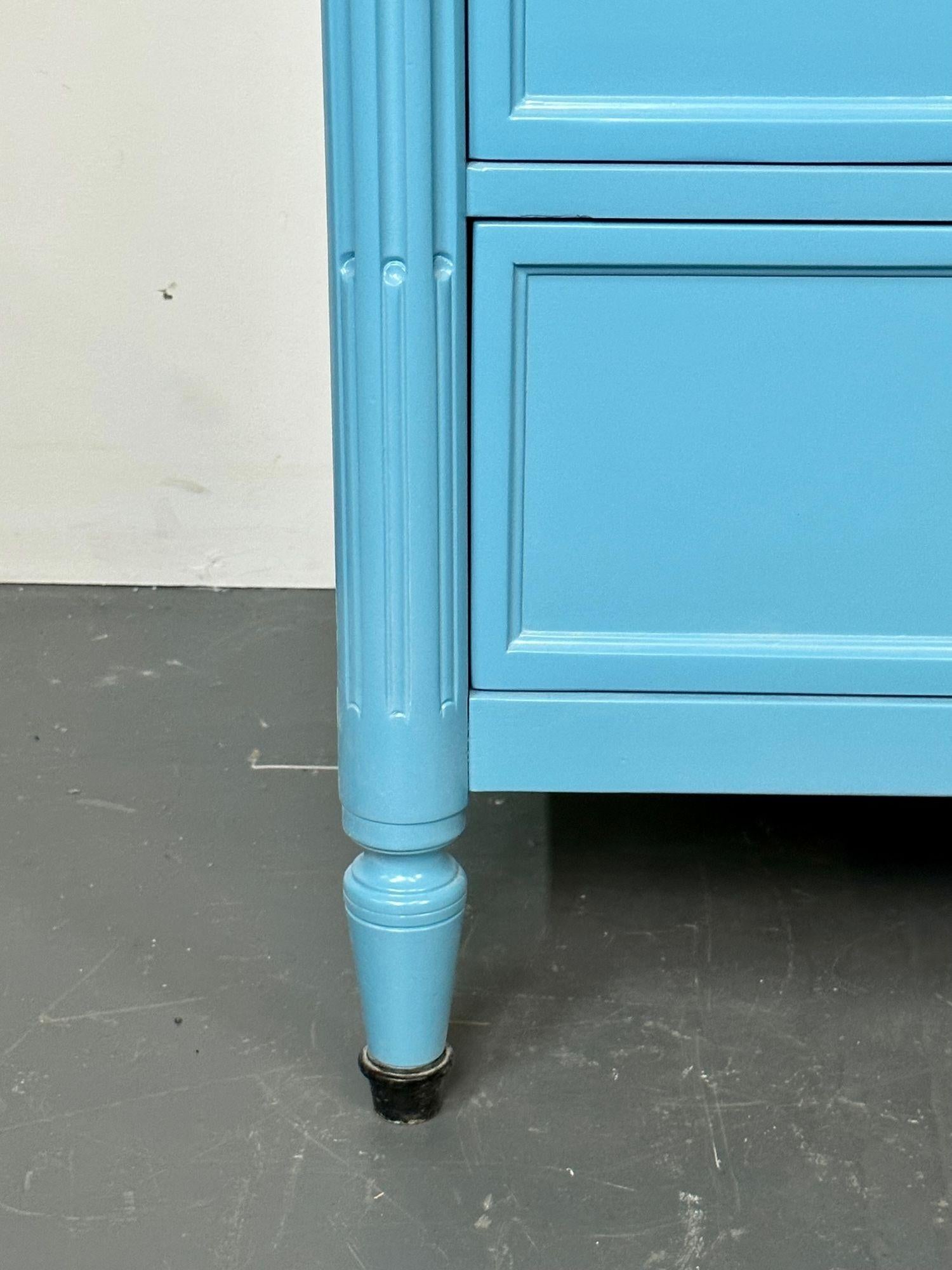 Hollywood Regency Style Dresser / Sideboard, Cerulean Blue Lacquer, Baker For Sale 5