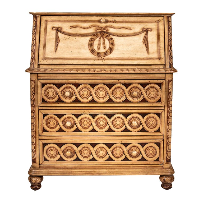 Hollywood Regency Style Drop Front Desk For Sale