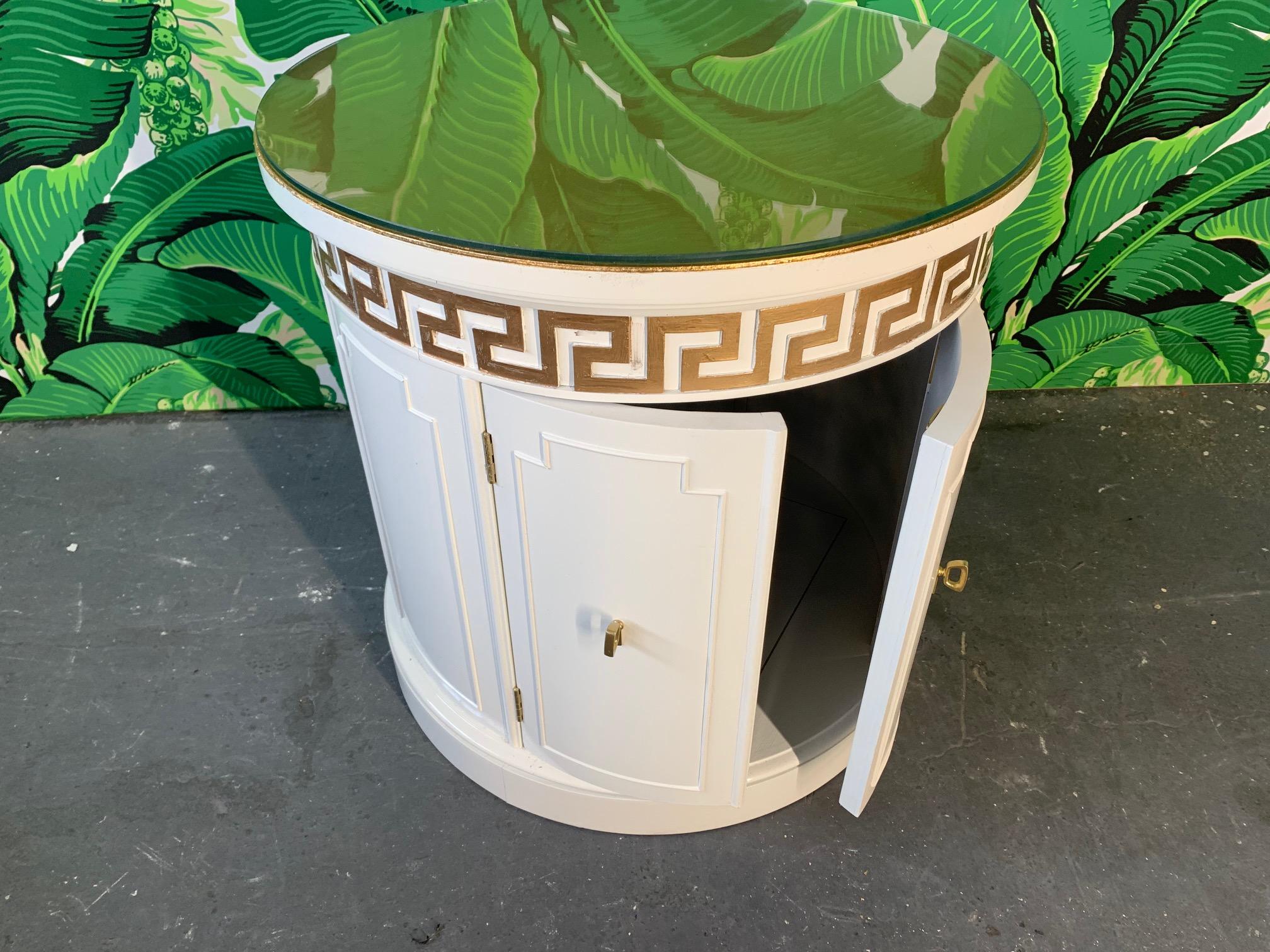 Hollywood Regency Style Drum End Tables by Thomasville In Good Condition In Jacksonville, FL