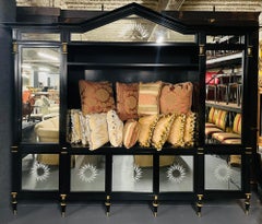 Hollywood Regency Style Ebony Cabinet, Bookcase, Entertainment Unit, Breakfront