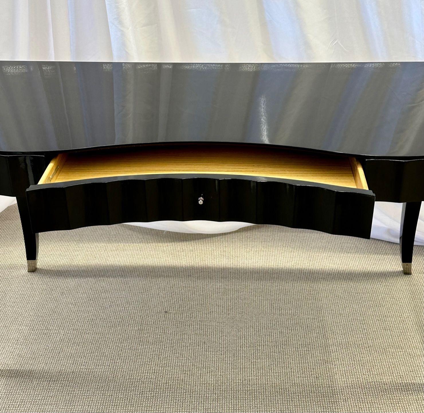 Hollywood Regency Style Ebony Desk, Vanity, Lacquered, Barbara Barry for Baker 8