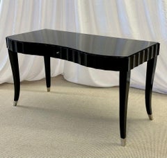 Hollywood Regency Style Ebony Desk, Vanity, Lacquered, Barbara Barry for Baker