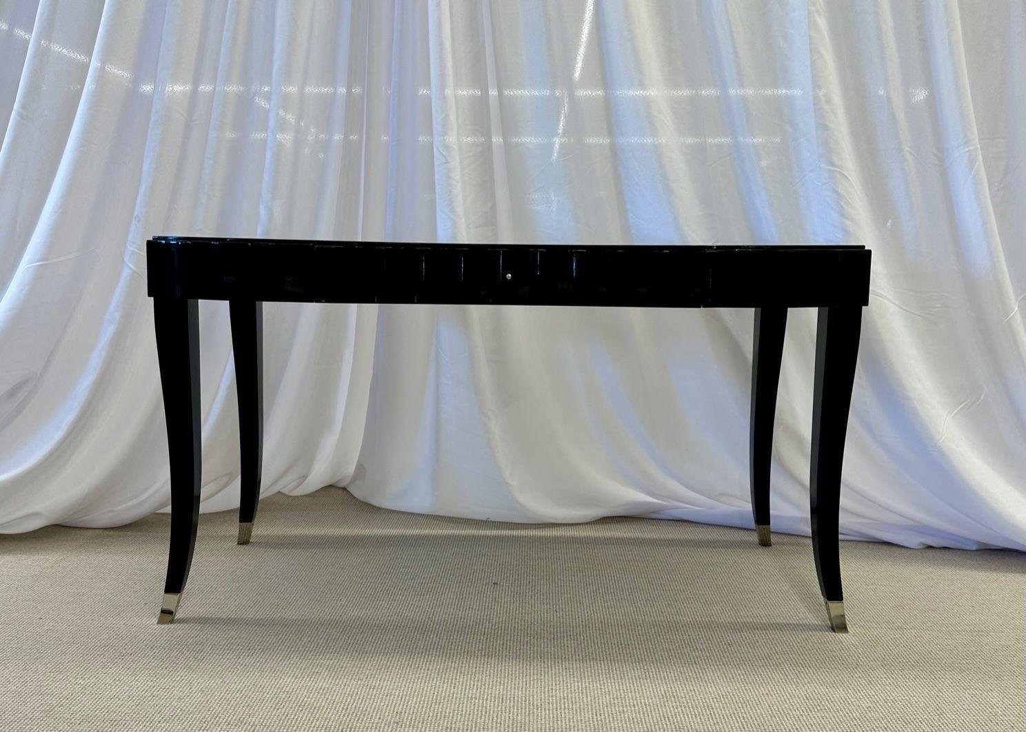 20th Century Hollywood Regency Style Ebony Desk, Vanity, Lacquered, Barbara Barry for Baker