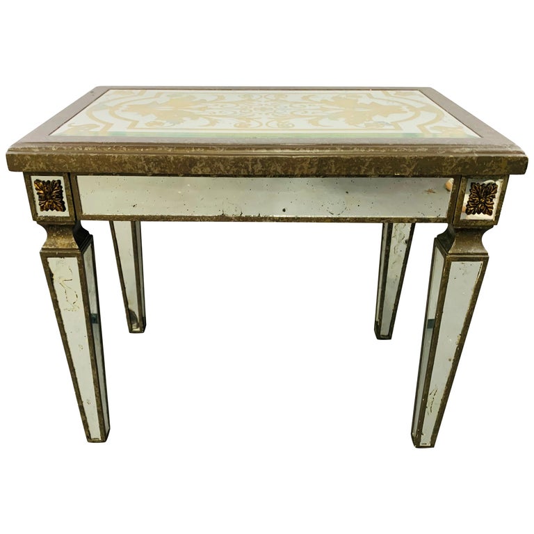 Mirrored Side Table For At 1stdibs, Wood And Mirrored Side Table