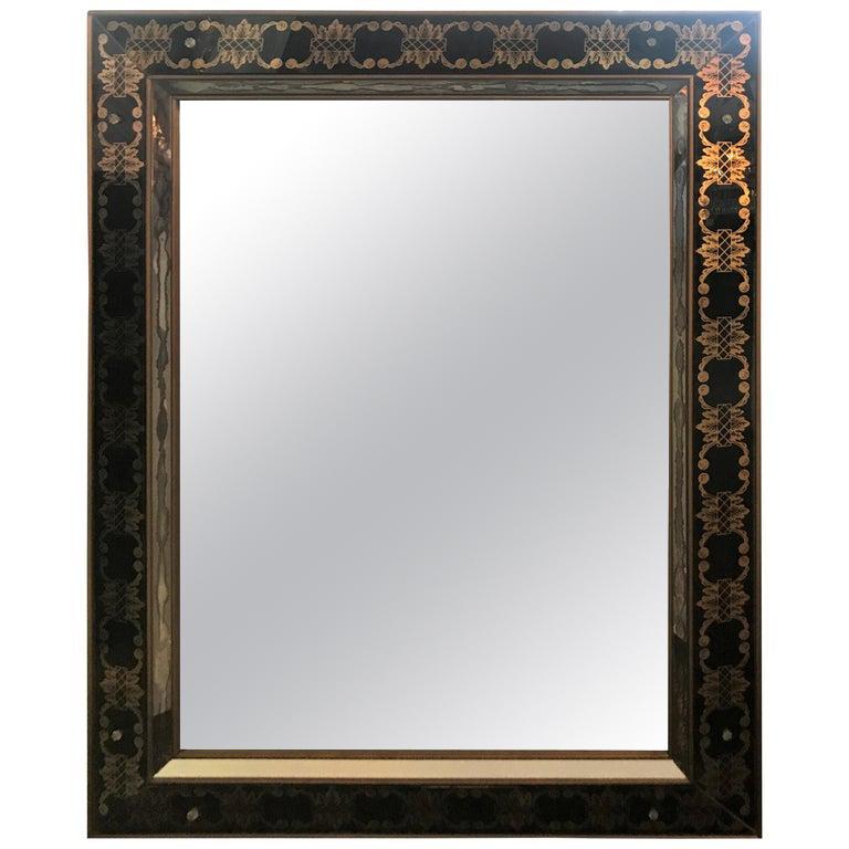 Hollywood Regency Style Églomisé Rectangular Wall or Console Mirror