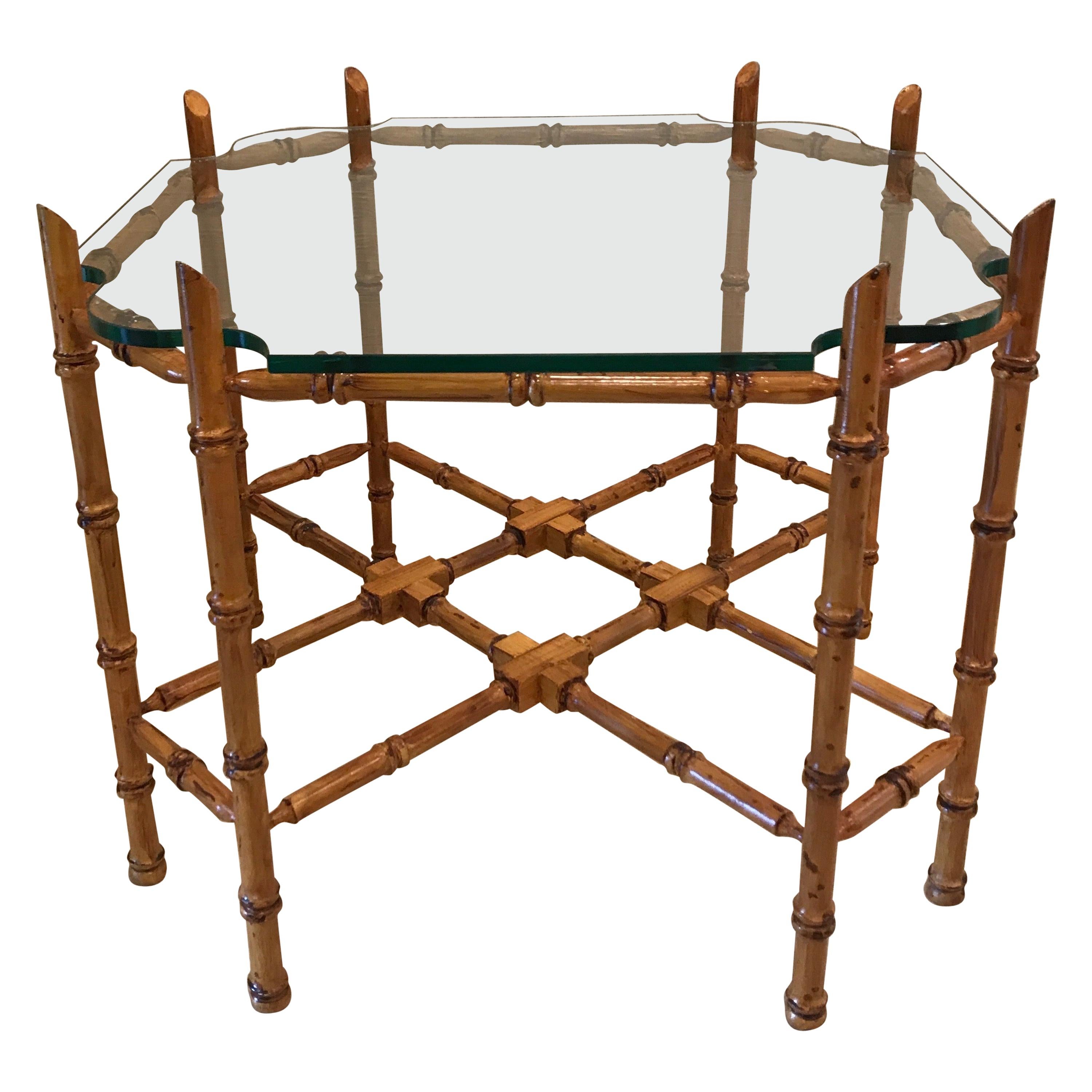 Hollywood Regency Gilt Faux Bamboo Coffee Table at 1stDibs