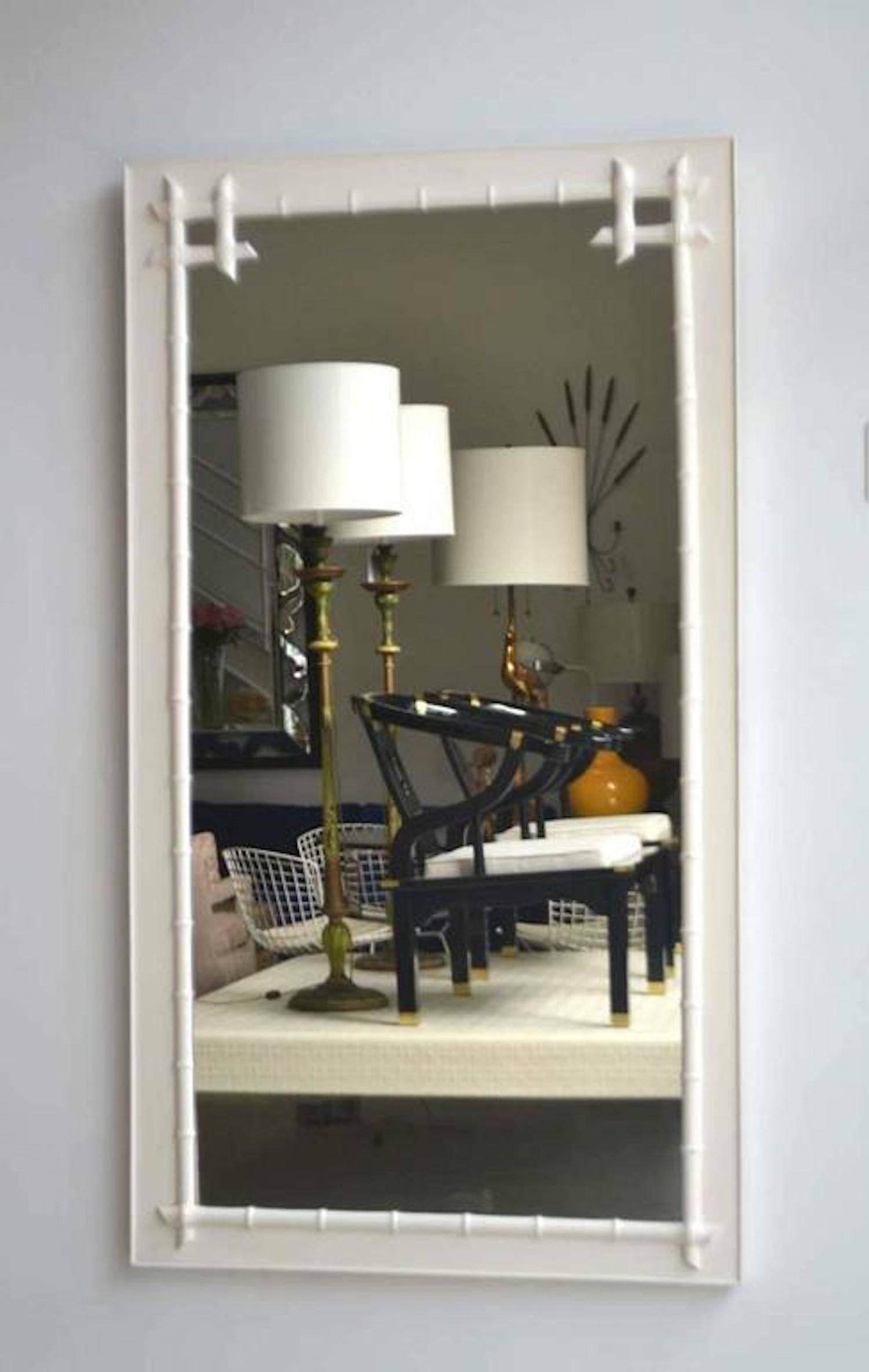 Hollywood Regency Style Faux Bamboo Wall Mirror In Good Condition For Sale In West Palm Beach, FL