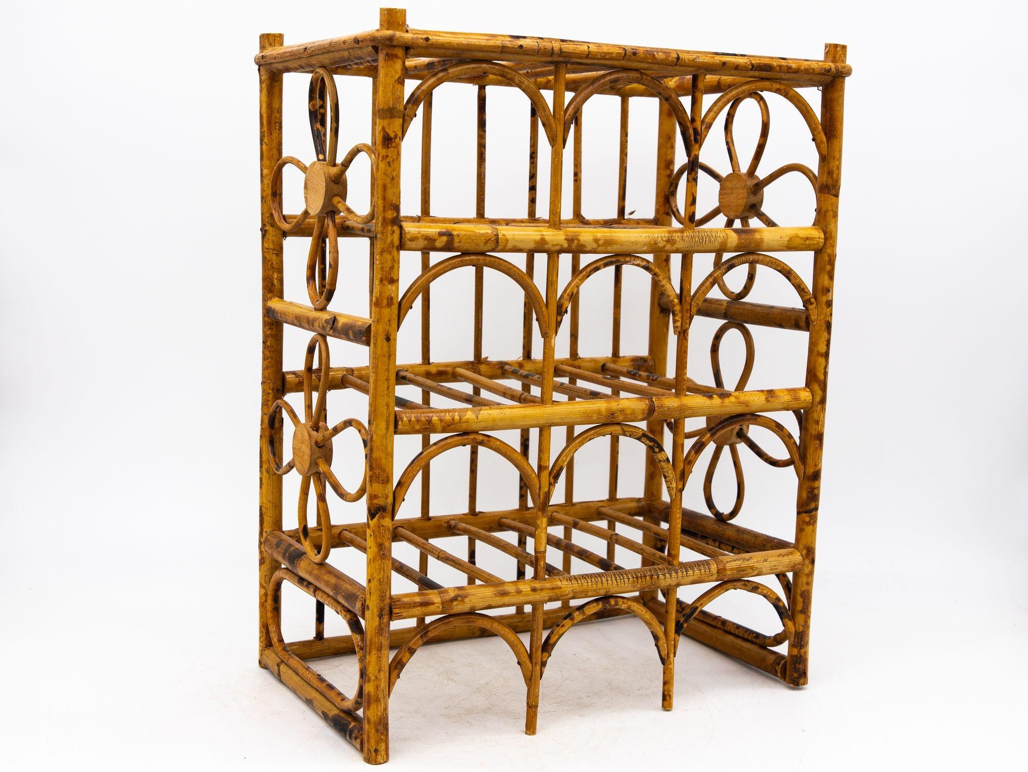 American Hollywood Regency Style Faux Bamboo Wine Rack, 1970s USA For Sale