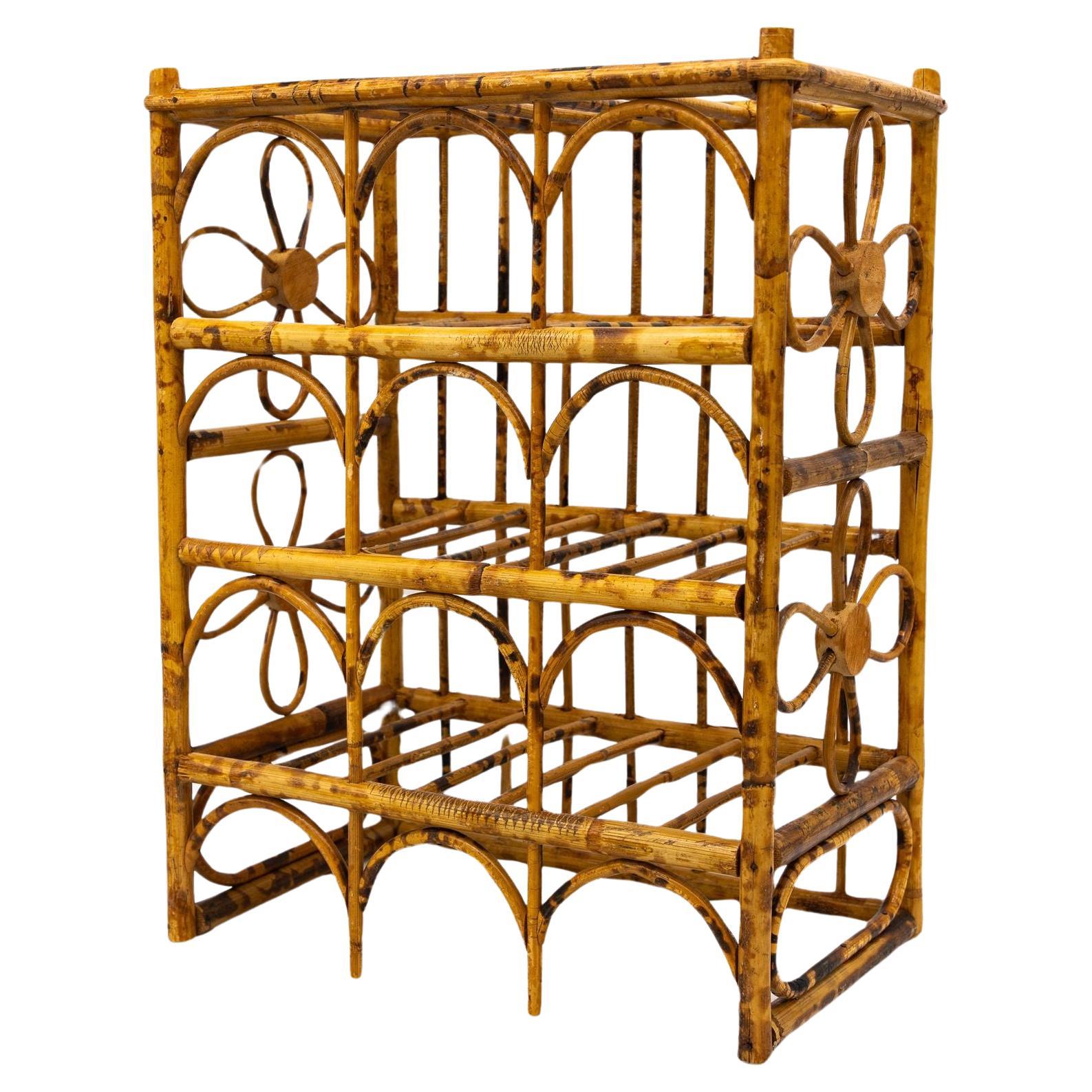 Hollywood Regency Style Faux Bamboo Wine Rack, 1970s USA For Sale