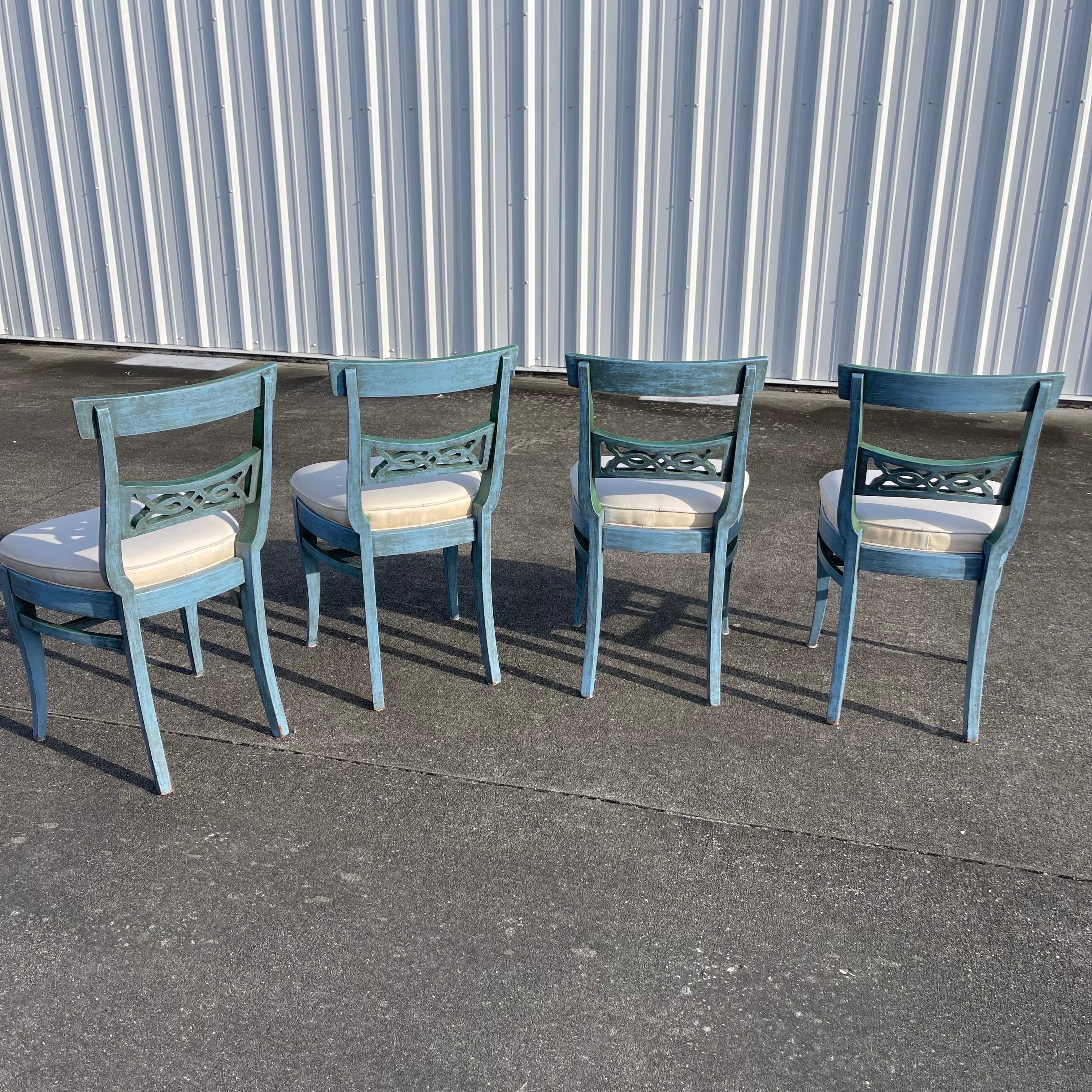 Hollywood Regency Style Faux Painted Patinated Chairs, Set of 4 9