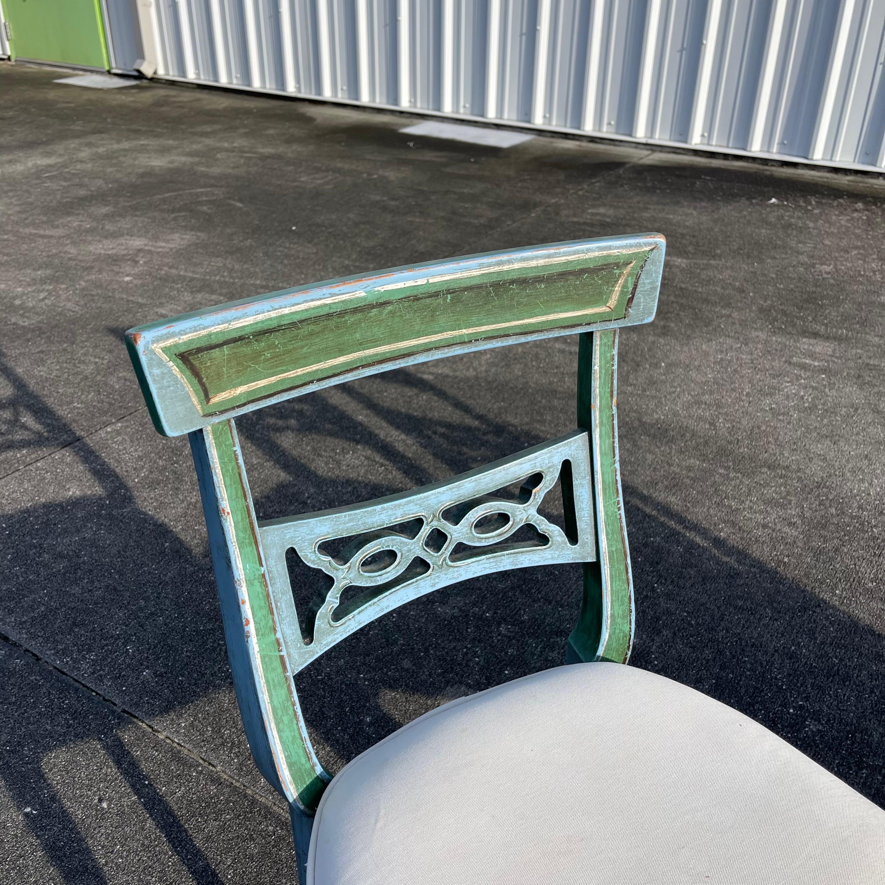 20th Century Hollywood Regency Style Faux Painted Patinated Chairs, Set of 4