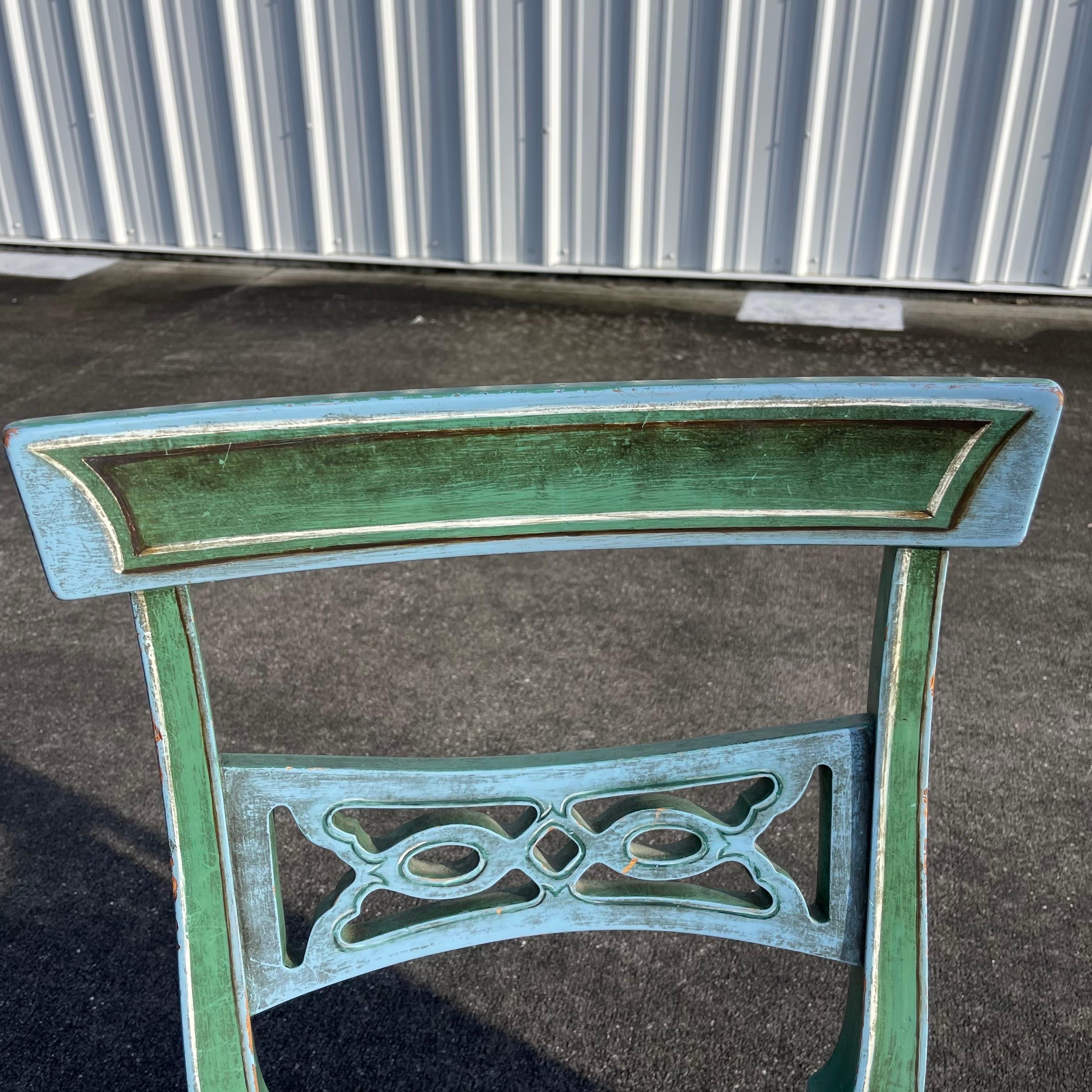 Hollywood Regency Style Faux Painted Patinated Chairs, Set of 4 1