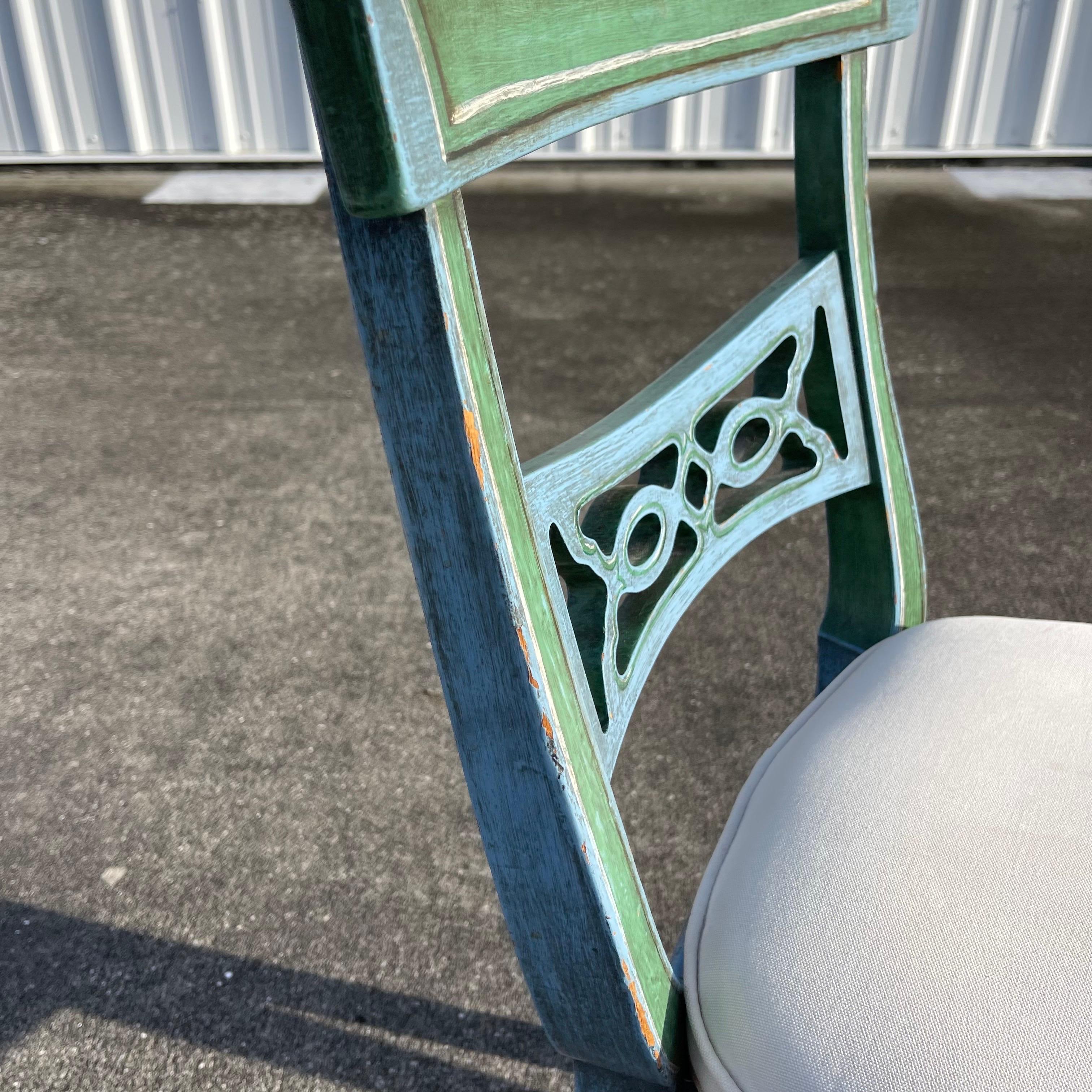 Hollywood Regency Style Faux Painted Patinated Chairs, Set of 4 4