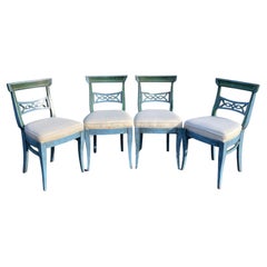 Hollywood Regency Style Faux Painted Patinated Chairs, Set of 4