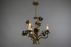 Hollywood Regency Style Floral Three-Light Chandelier, France, 1970s