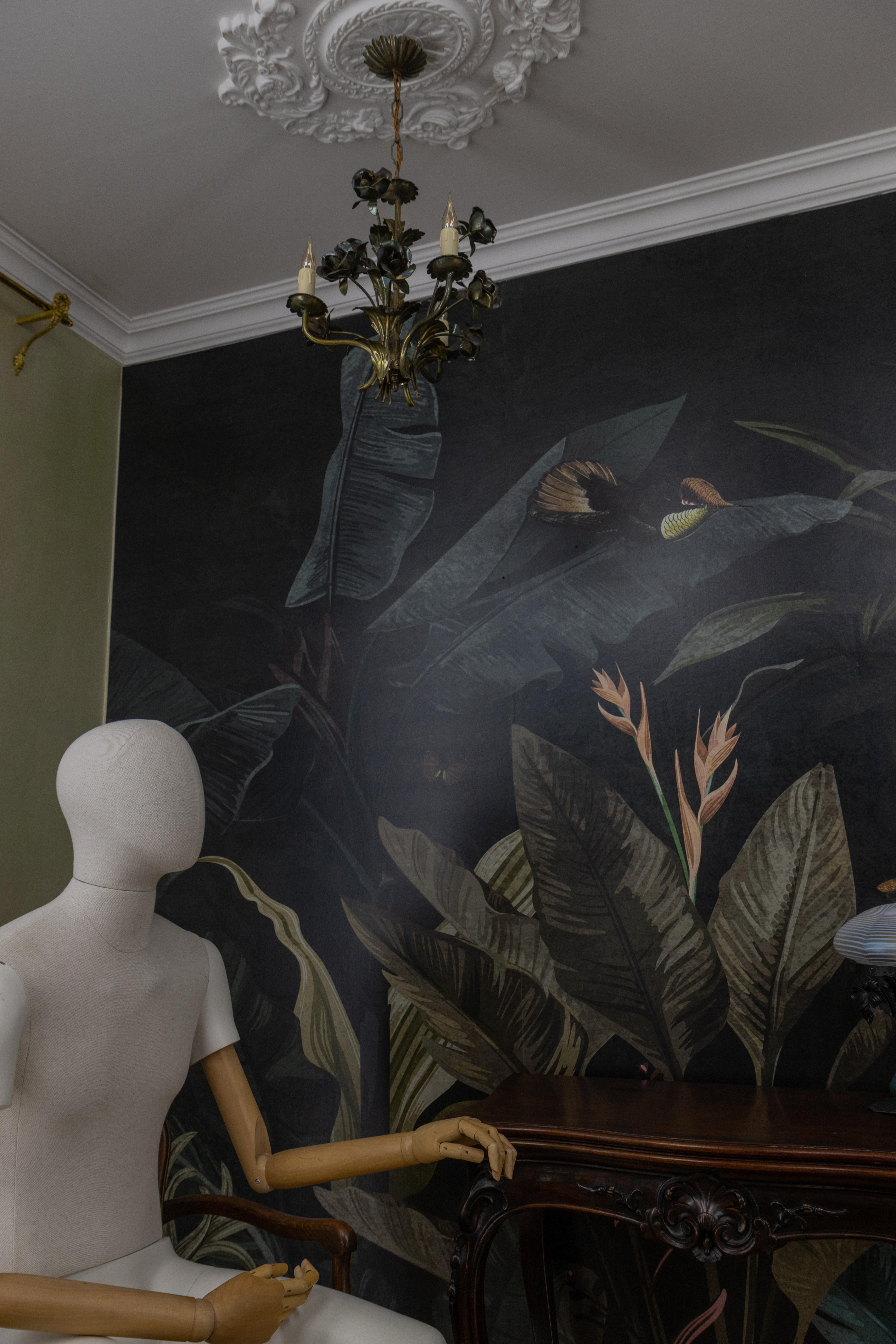 Lampadario a tre luci floreale in stile Hollywood Regency, Francia, anni '70 in vendita 2