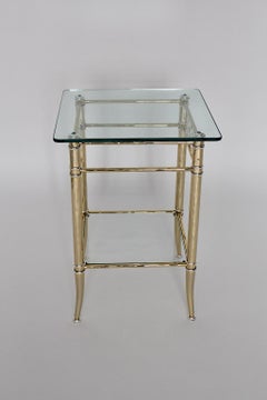 Hollywood Regency Style Freestanding Gold Silver Metal Side Table 1970s Italy