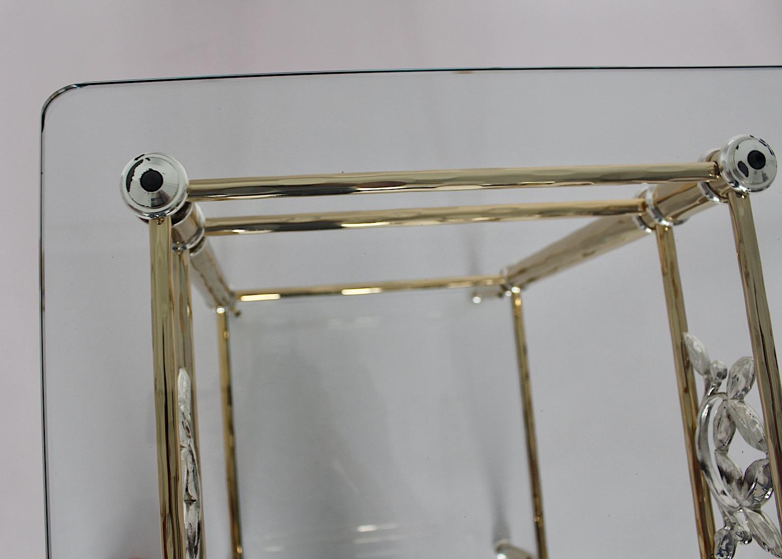 Table d'appoint autoportante en métal doré et argenté de style Hollywood Regency, années 1970, Italie en vente 2