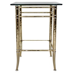 Hollywood Regency Style Freestanding Gold Silver Metal Side Table 1970s Italy