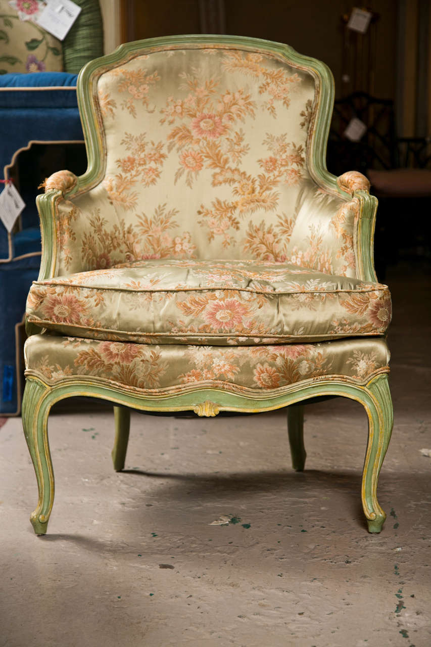 Mid-20th Century Hollywood Regency Style French Louis XVI Style Bergère Chair in Jansen Manner