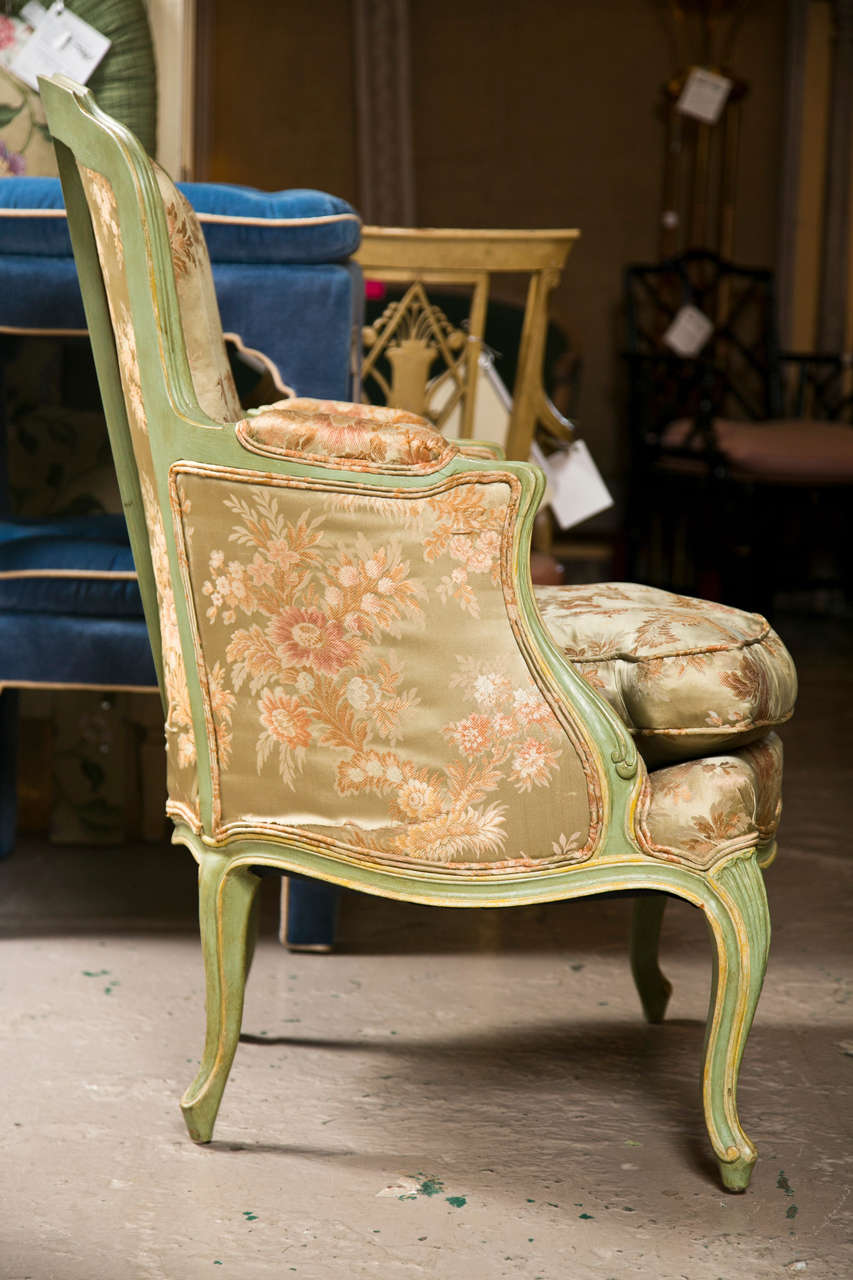 Hollywood Regency Style French Louis XVI Style Bergère Chair in Jansen Manner 1