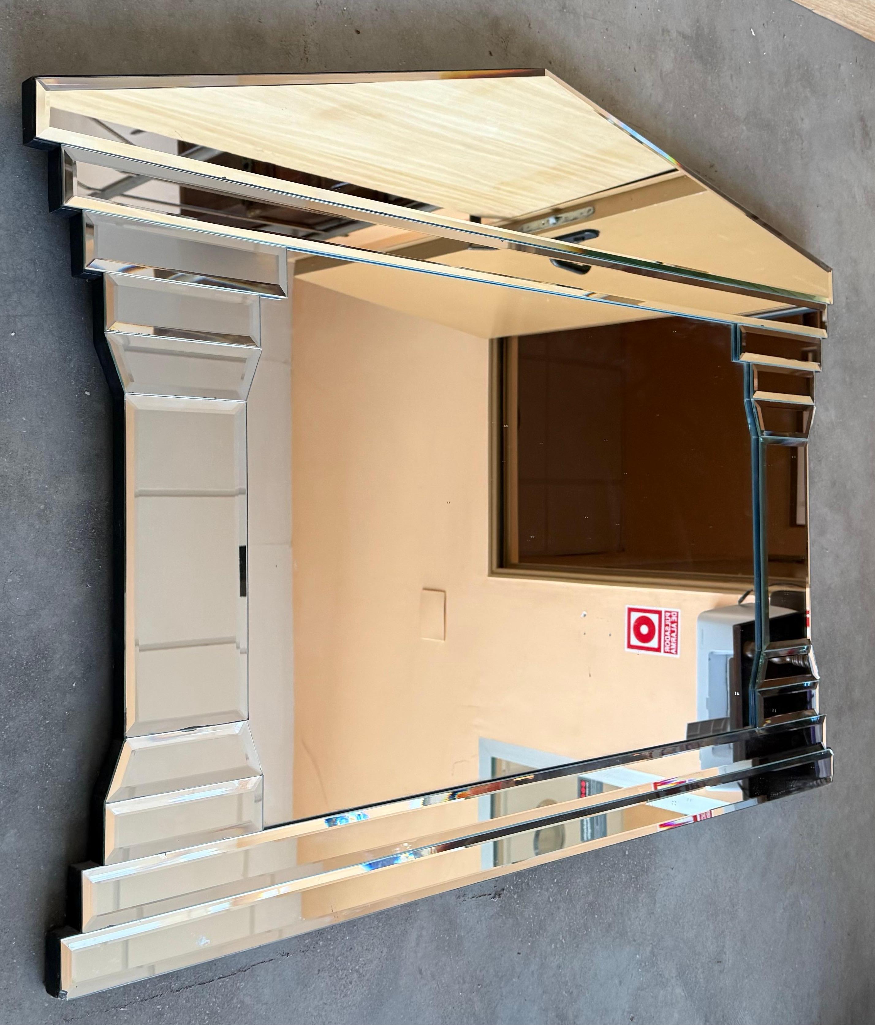 Hollywood Regency Style Full-Length Rectangular Beveled Mirror In Good Condition For Sale In Miami, FL