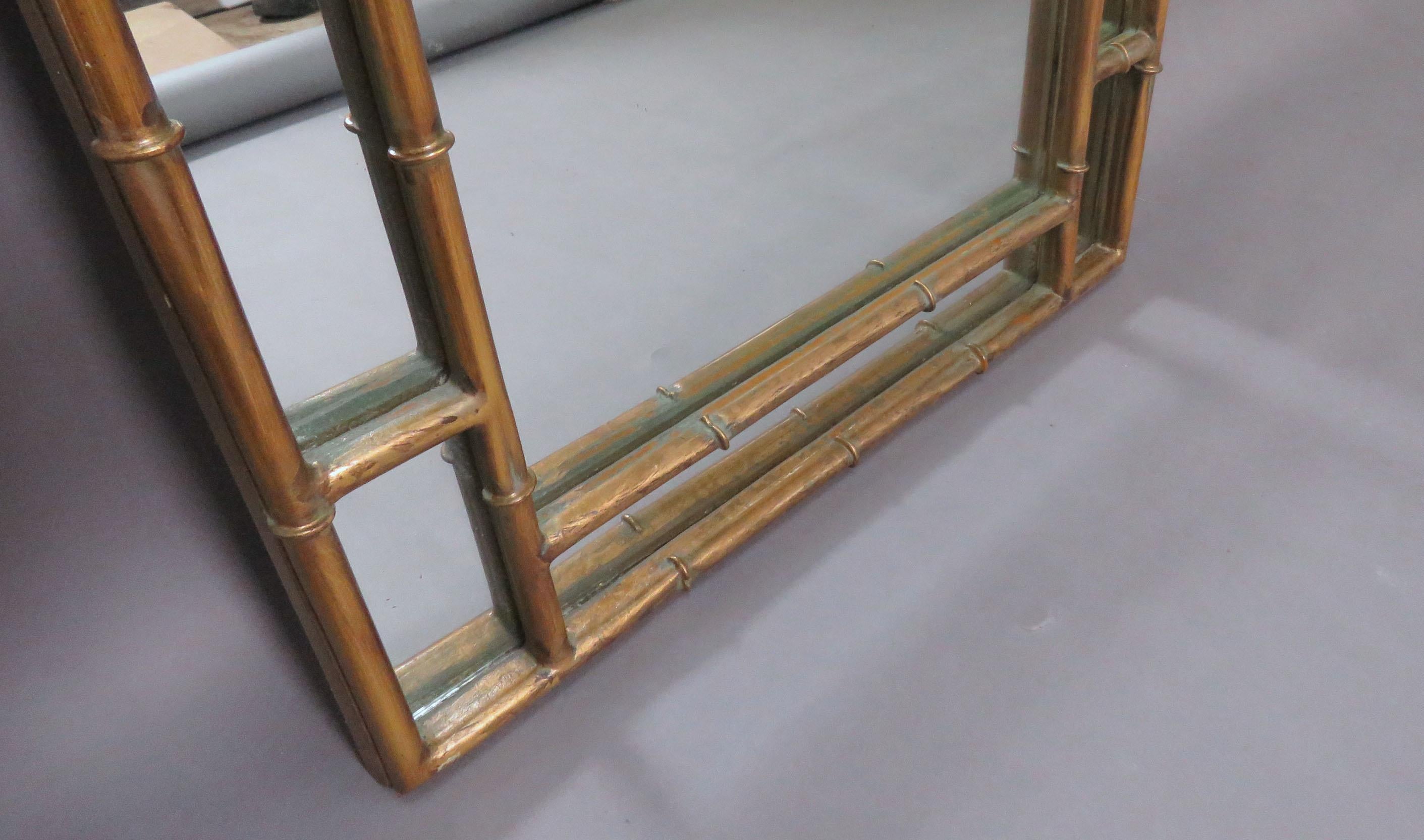 Mid-20th Century Hollywood Regency Style Gilded Faux Bamboo Mirror, circa 1950s