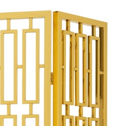 Hollywood Regency Style Gilded Metal Folding Screen Divider