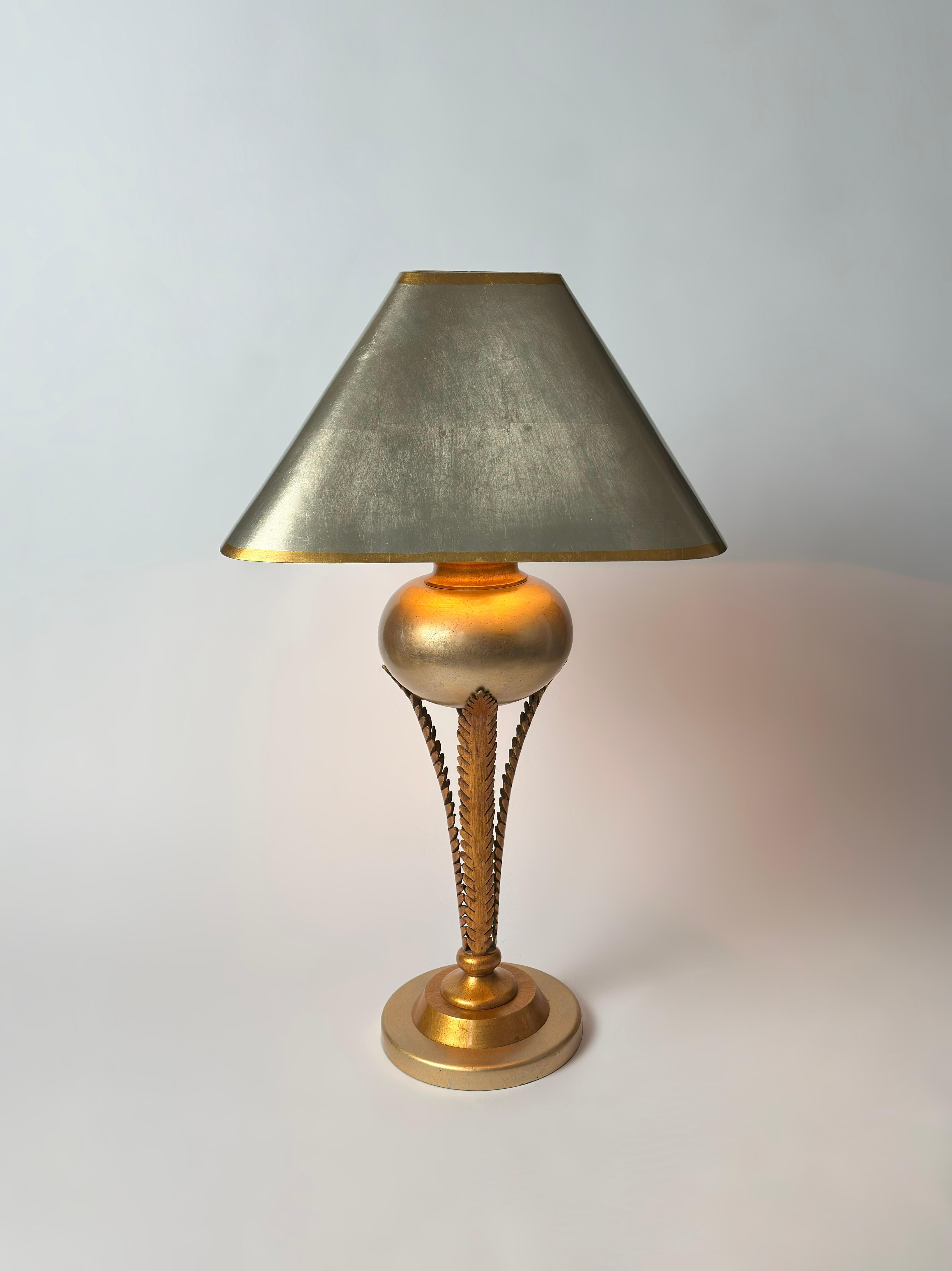 American Hollywood Regency Style Gilded Palm Tree Lamp by Lam Lee, Leeazanne  c.1980s For Sale