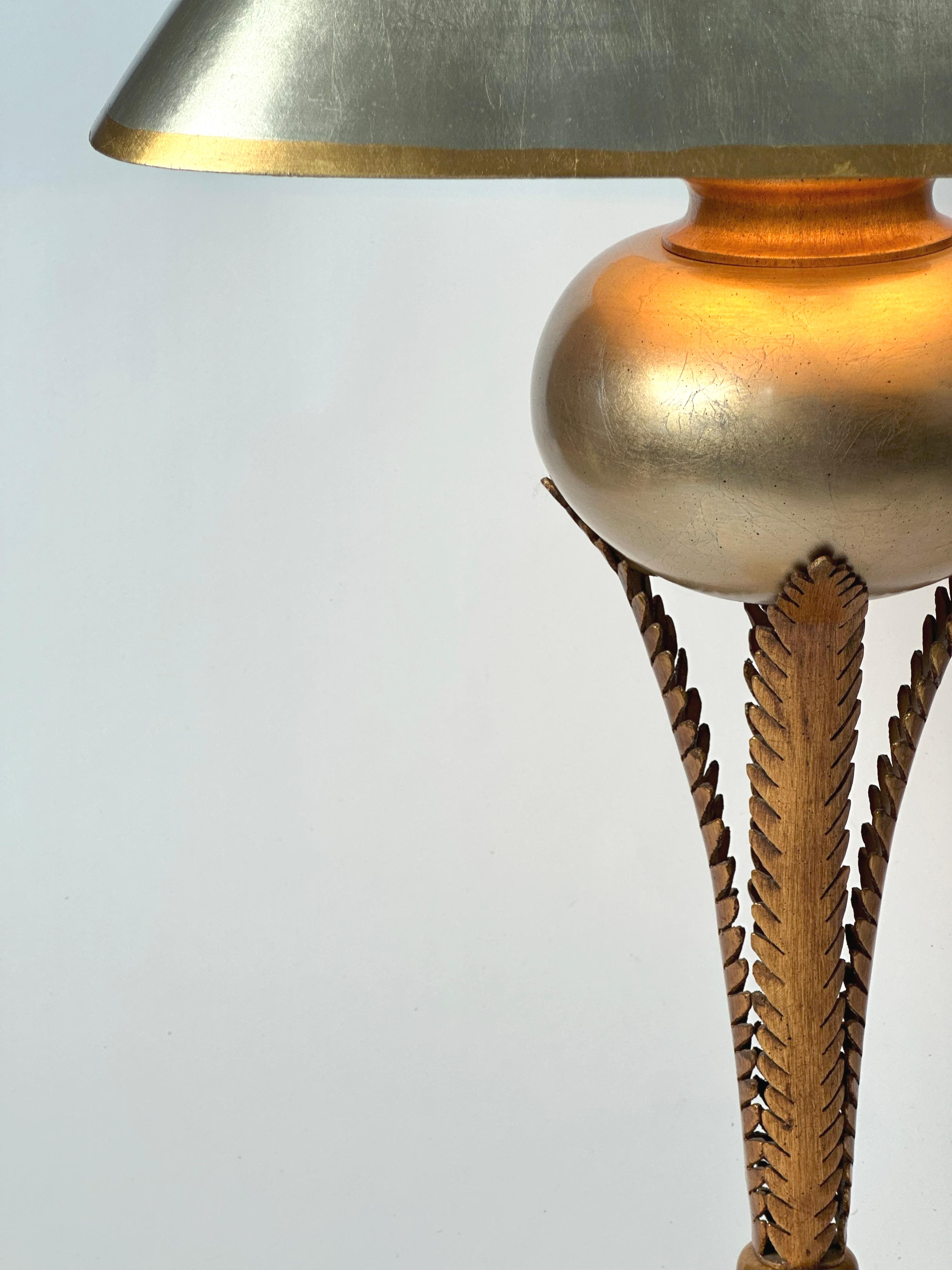 Metal Hollywood Regency Style Gilded Palm Tree Lamp by Lam Lee, Leeazanne  c.1980s For Sale