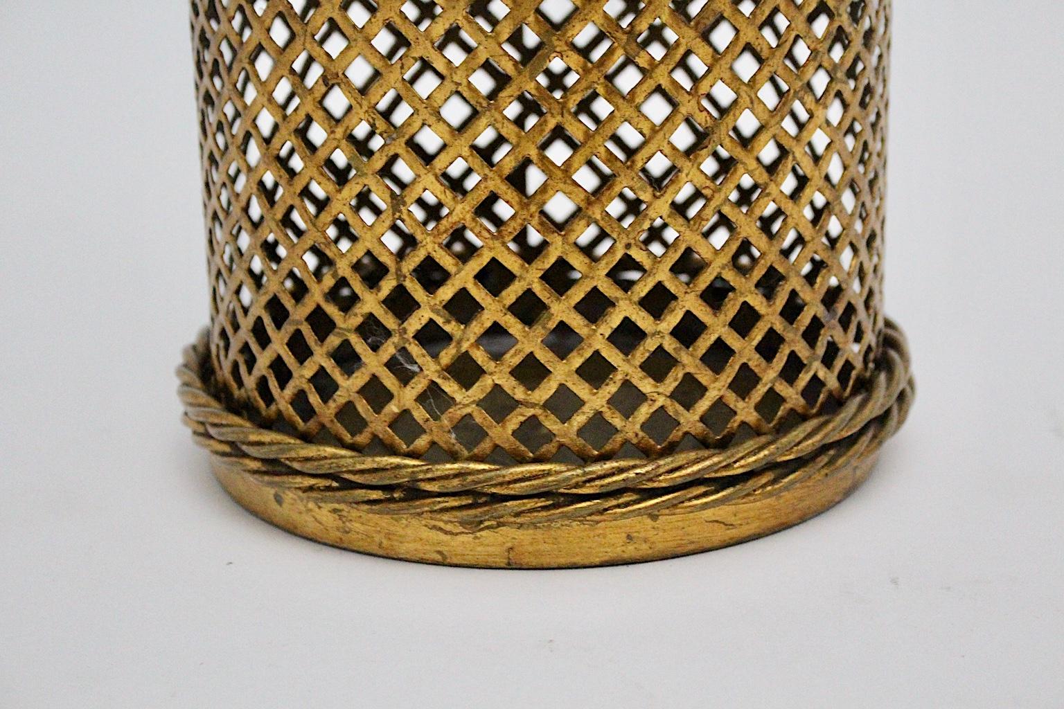 Hollywood Regency Style Gilded Umbrella Stand by Li Puma Firenze, 1950s, Italy For Sale 2