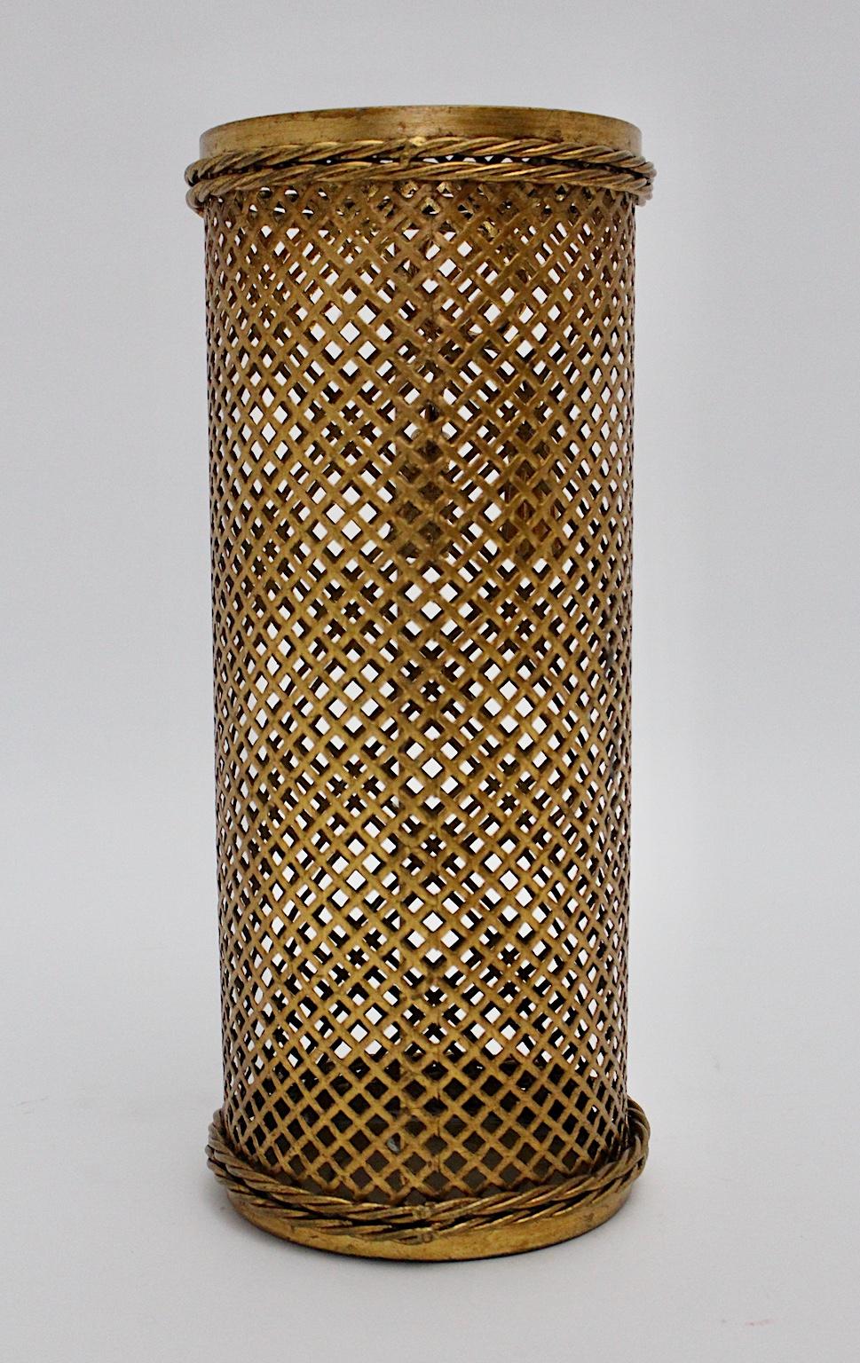 20th Century Hollywood Regency Style Gilded Umbrella Stand by Li Puma Firenze, 1950s, Italy For Sale