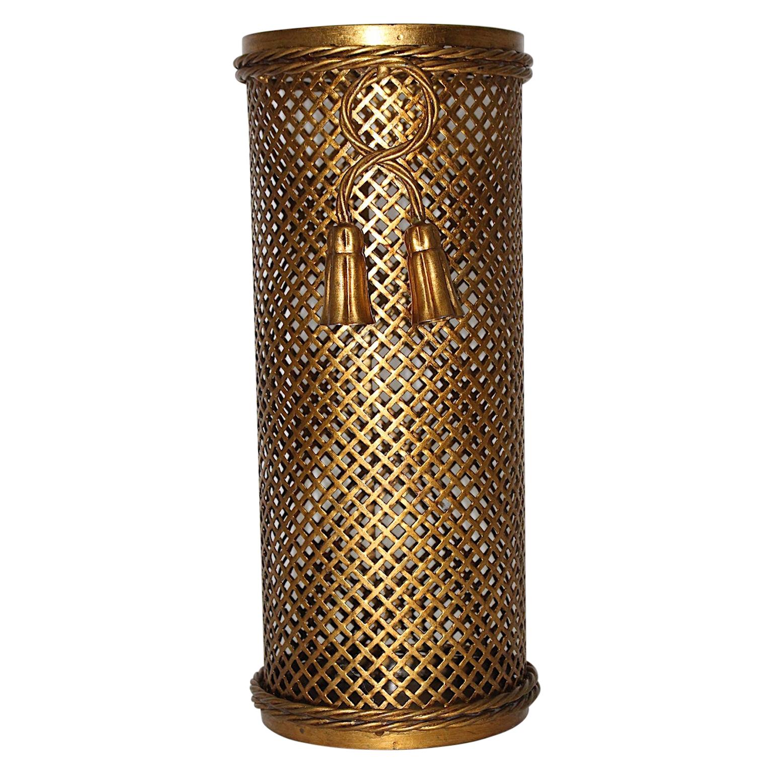 Hollywood Regency Style Gilded Umbrella Stand by Li Puma Firenze, 1950s, Italy For Sale
